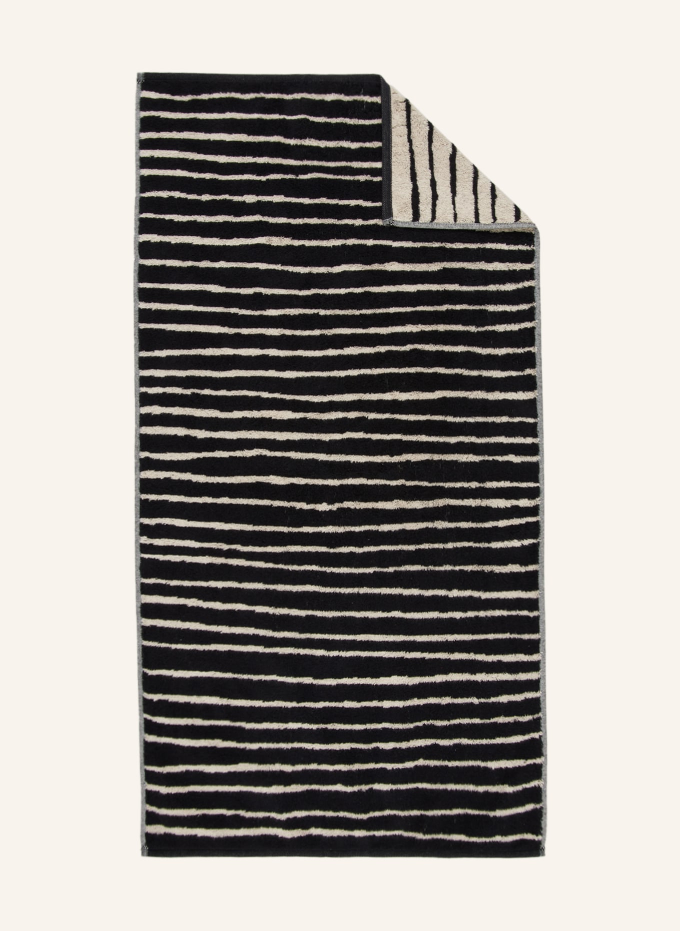 Cawö Towel LOFT LINES, Color: BLACK/ CREAM (Image 1)