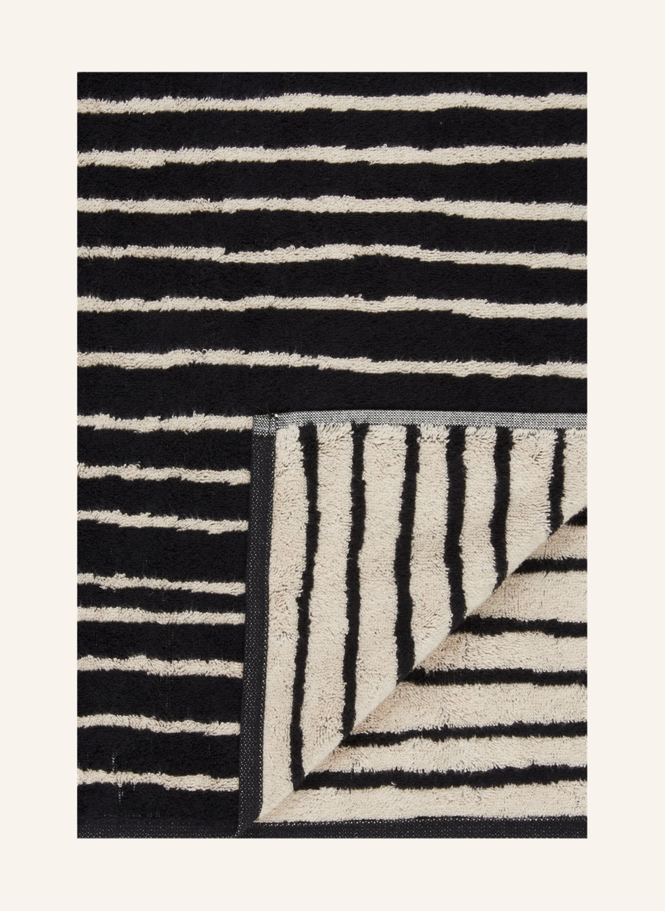 Cawö Towel LOFT LINES, Color: BLACK/ CREAM (Image 3)