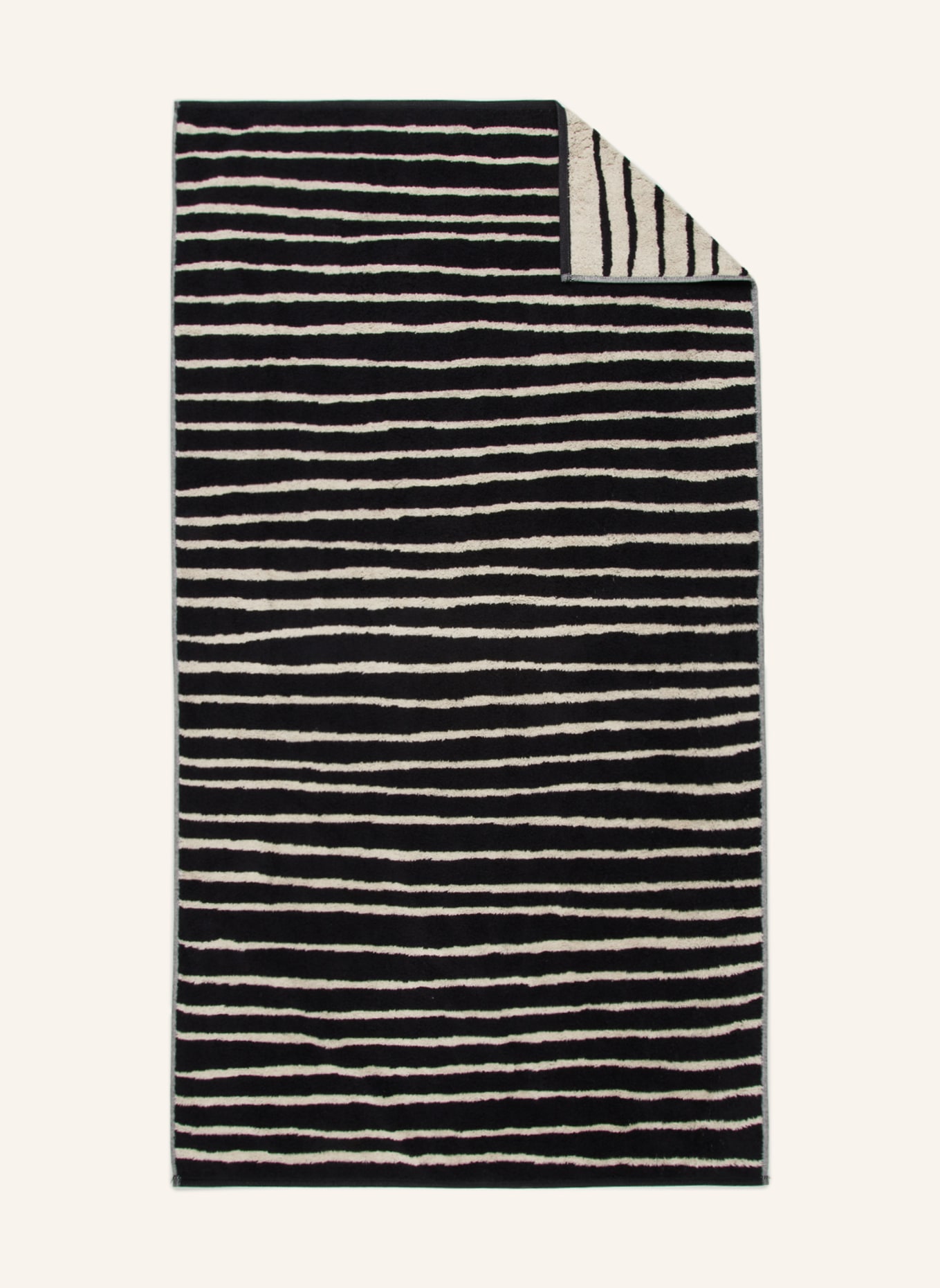 Cawö Bath towel LOFT LINES, Color: BLACK/ CREAM (Image 1)