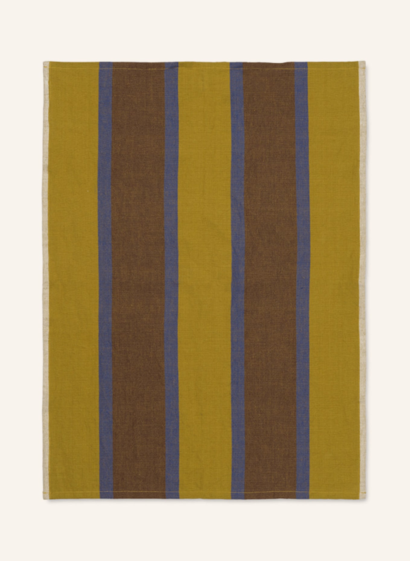 Ferm LIVING Dish towel HALE with linen, Color: DARK YELLOW/ PURPLE/ BROWN (Image 1)