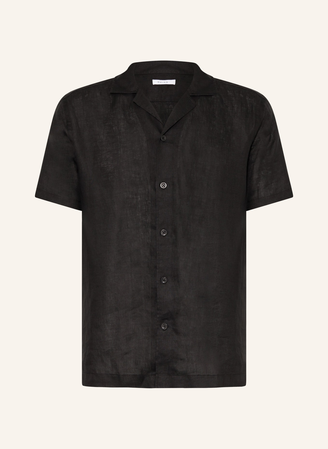 REISS Resort shirt RUFUS regular fit made of linen, Color: BLACK (Image 1)