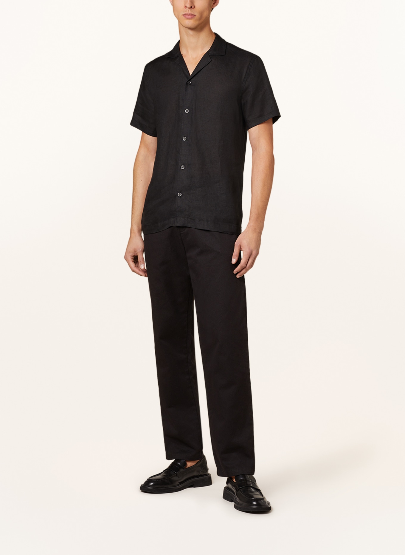 REISS Resort shirt RUFUS regular fit made of linen, Color: BLACK (Image 2)