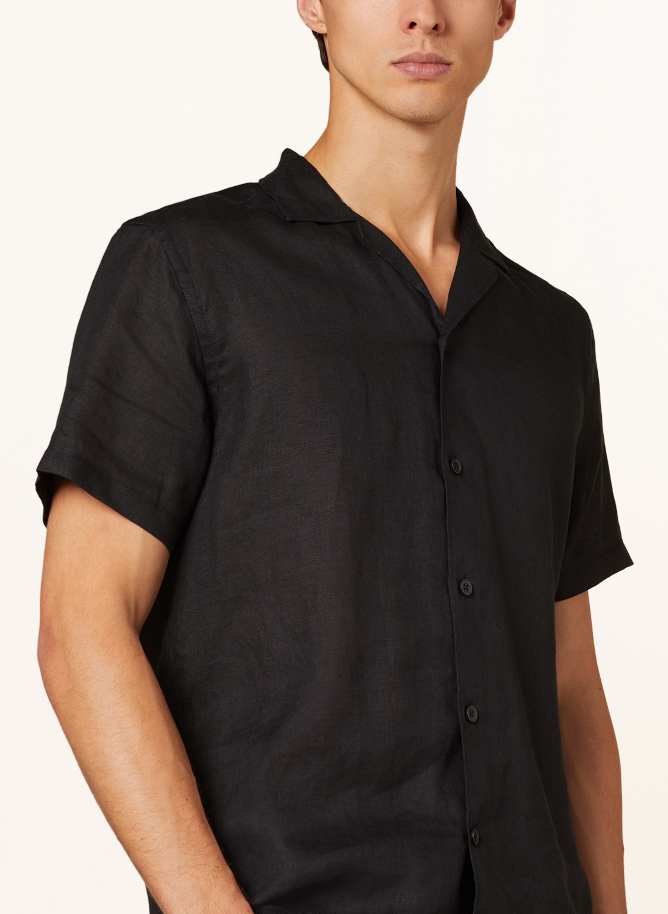 REISS Resort shirt RUFUS regular fit made of linen, Color: BLACK (Image 4)