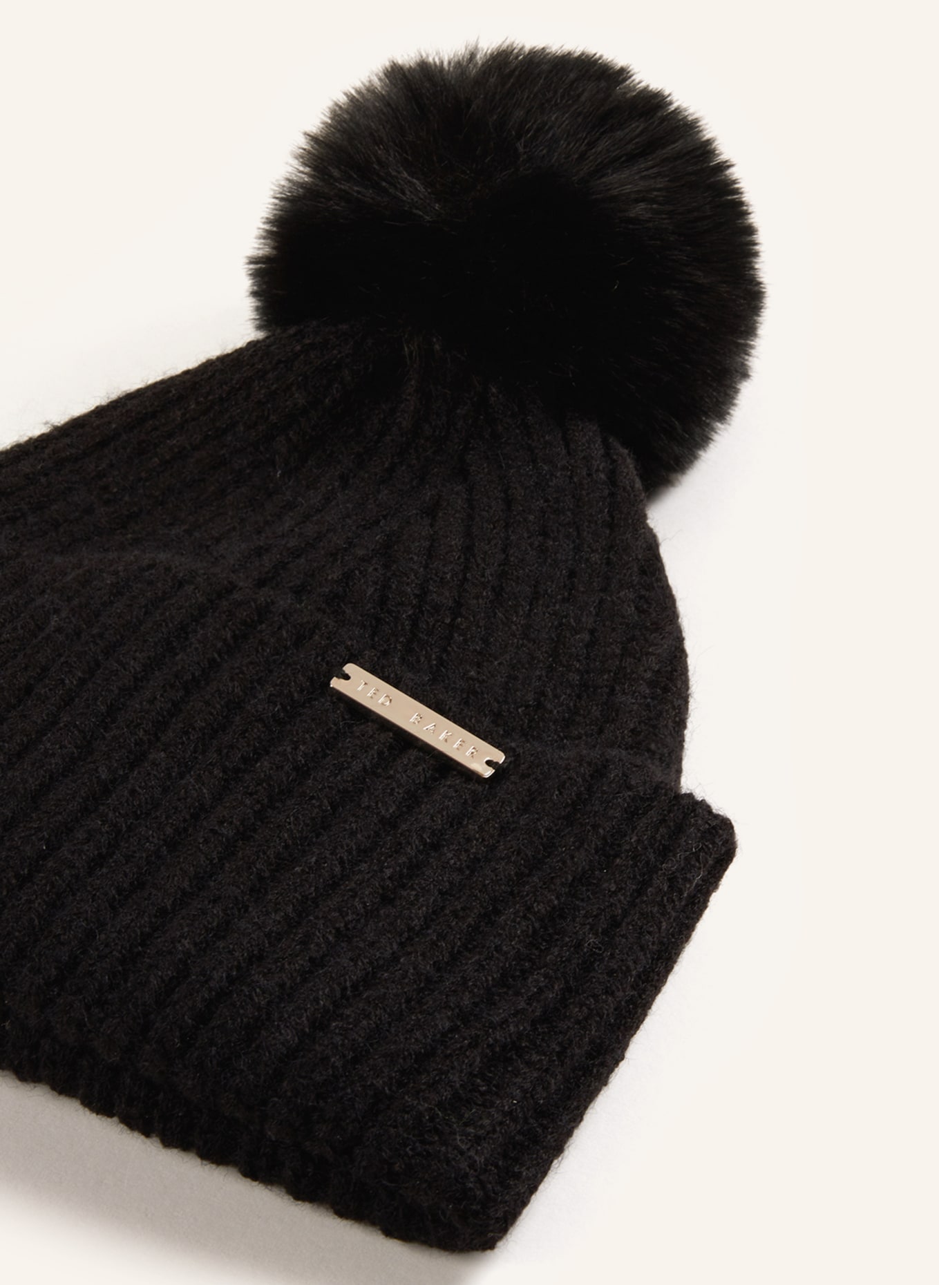 TED BAKER Beanie EMELYYS with faux fur pom-pom, Color: BLACK (Image 2)