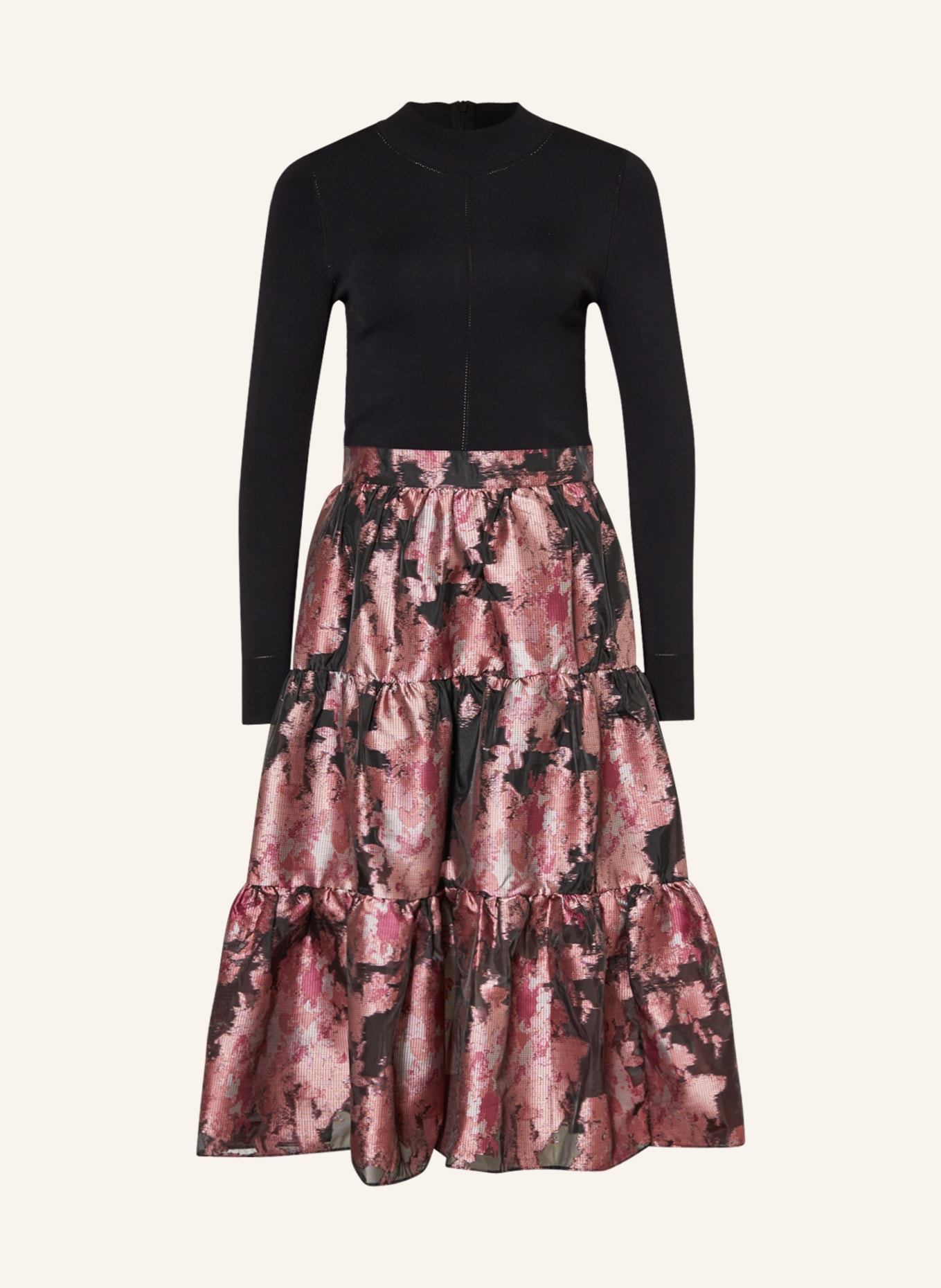 TED BAKER Dress KASYMAE in mixed materials, Color: BLACK/ DUSKY PINK/ FUCHSIA (Image 1)