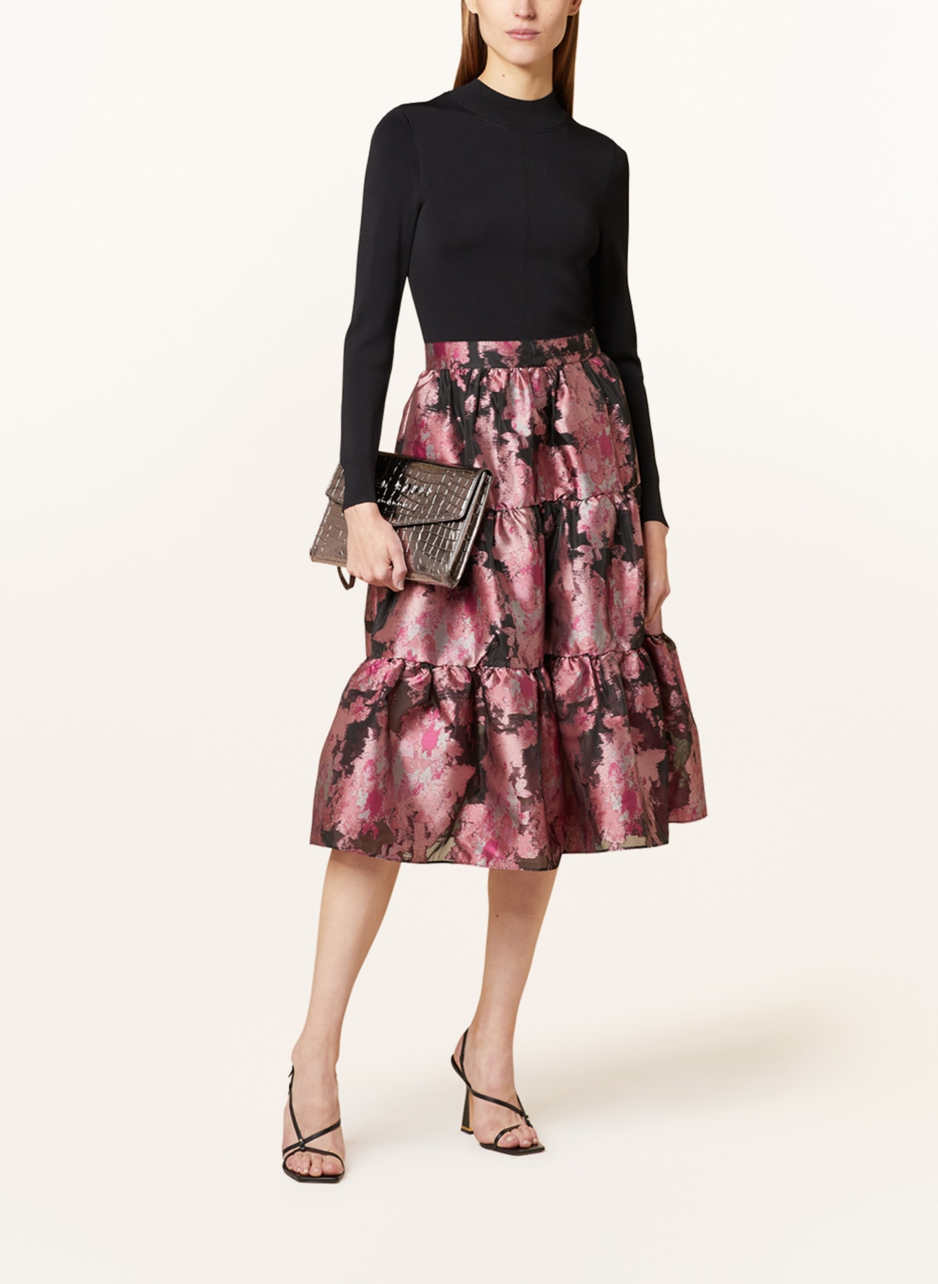 TED BAKER Dress KASYMAE in mixed materials, Color: BLACK/ DUSKY PINK/ FUCHSIA (Image 2)