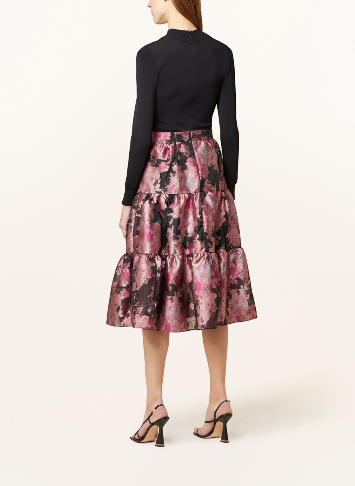 TED BAKER Dress KASYMAE in mixed materials, Color: BLACK/ DUSKY PINK/ FUCHSIA (Image 3)