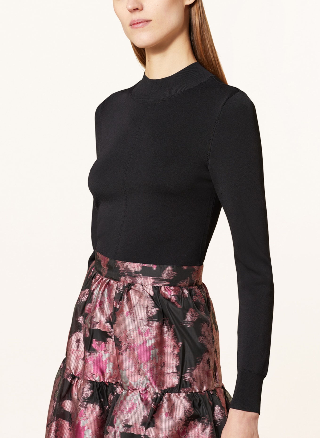 TED BAKER Dress KASYMAE in mixed materials, Color: BLACK/ DUSKY PINK/ FUCHSIA (Image 4)