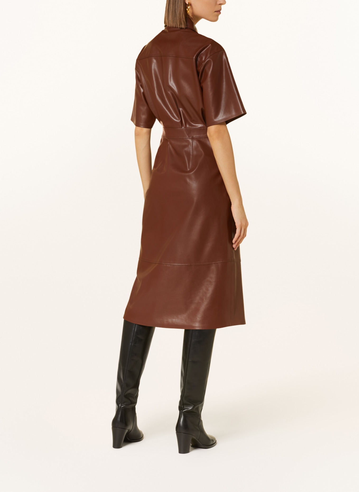 VANILIA Dress in leather look, Color: BROWN (Image 3)
