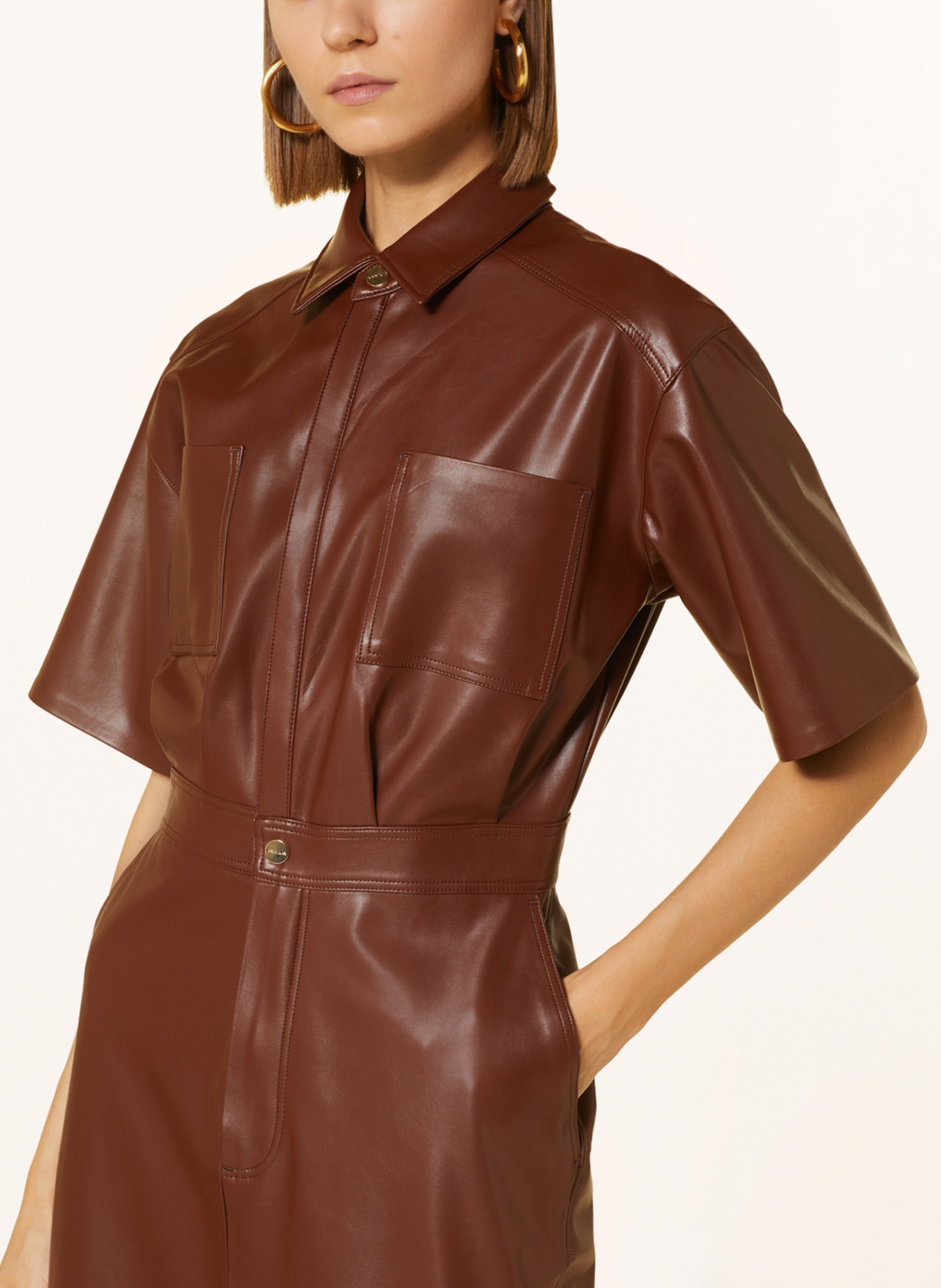 VANILIA Dress in leather look, Color: BROWN (Image 4)