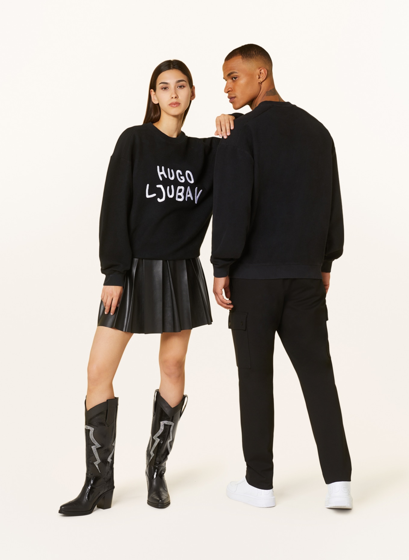 HUGO Sweatshirt DHABUN LJUBAV: SCHWARZ