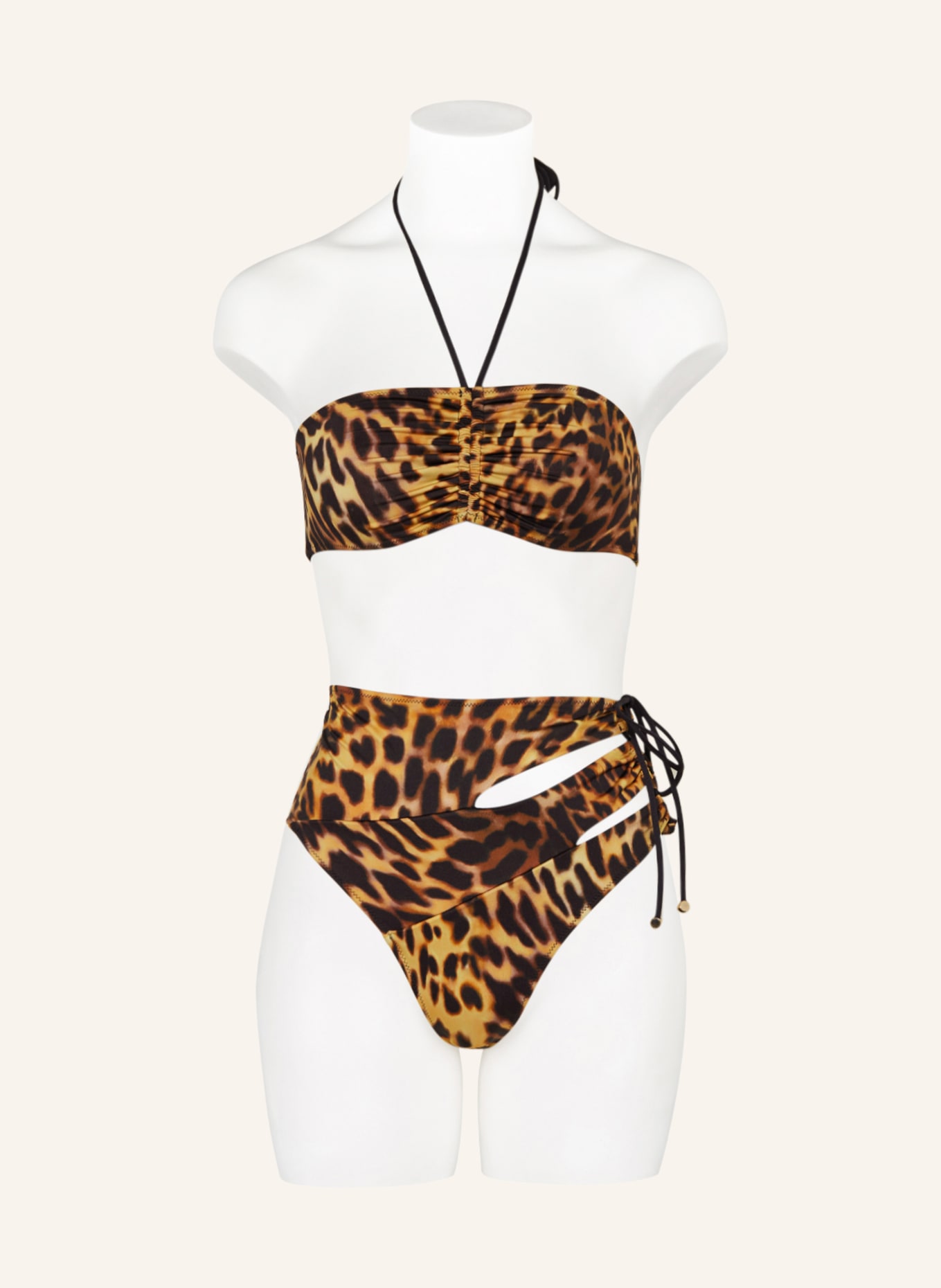 STELLA McCARTNEY SWIMWEAR Bandeau-Bikini-Top, Farbe: SCHWARZ/ DUNKELGELB/ BRAUN (Bild 2)