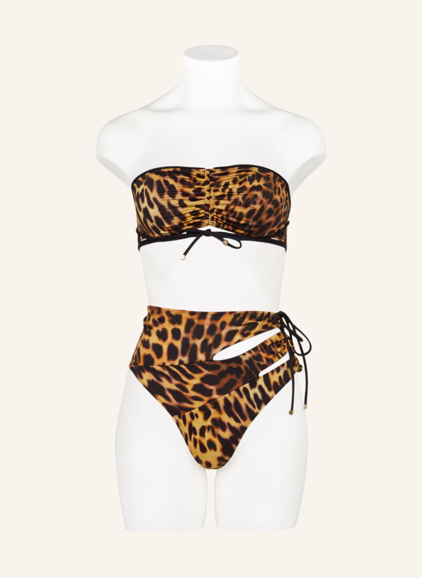 STELLA McCARTNEY SWIMWEAR Bandeau-Bikini-Top, Farbe: SCHWARZ/ DUNKELGELB/ BRAUN (Bild 4)