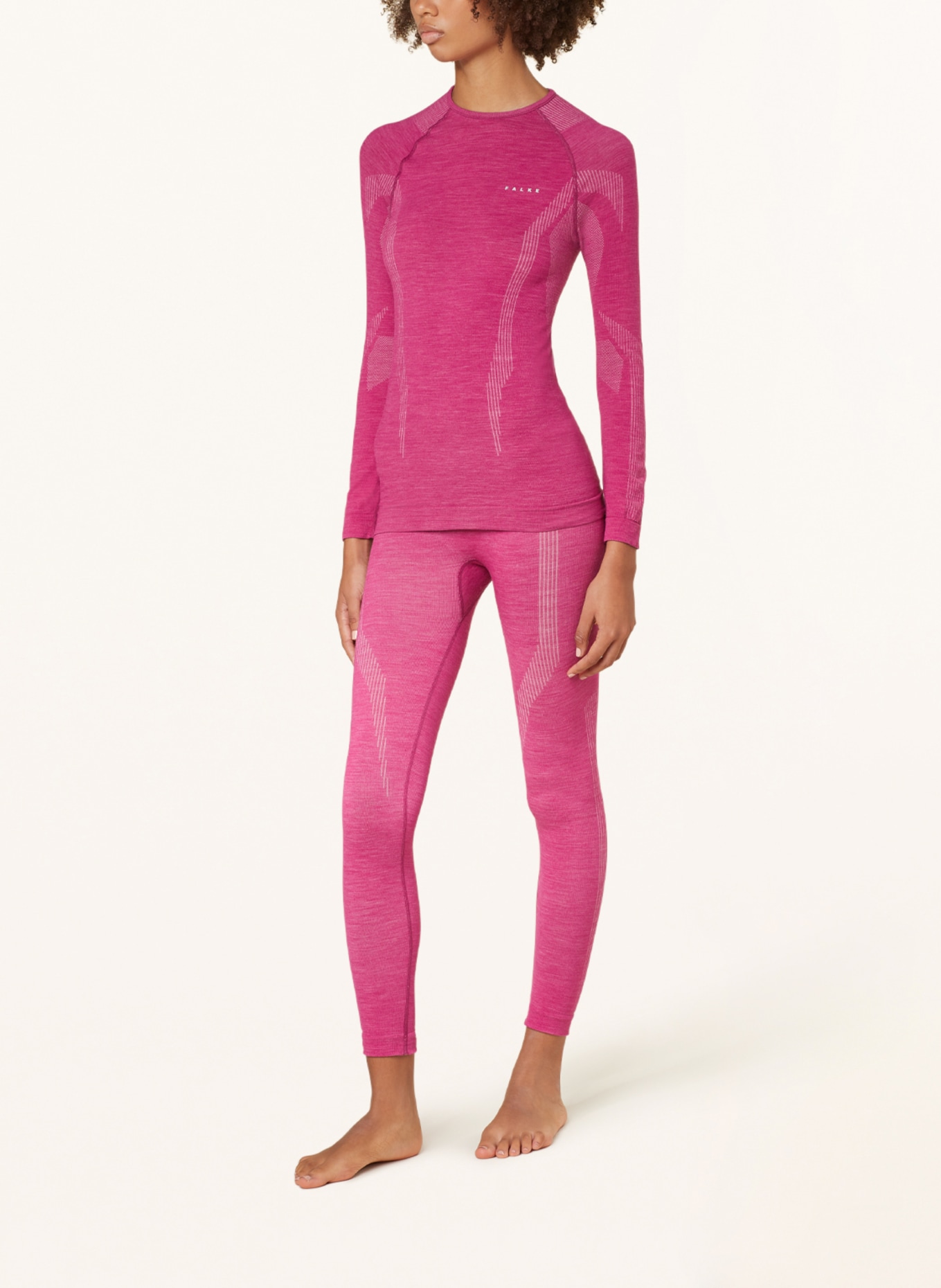 FALKE Functional base layer trousers WOOL-TECH with merino wool, Color: PINK (Image 2)