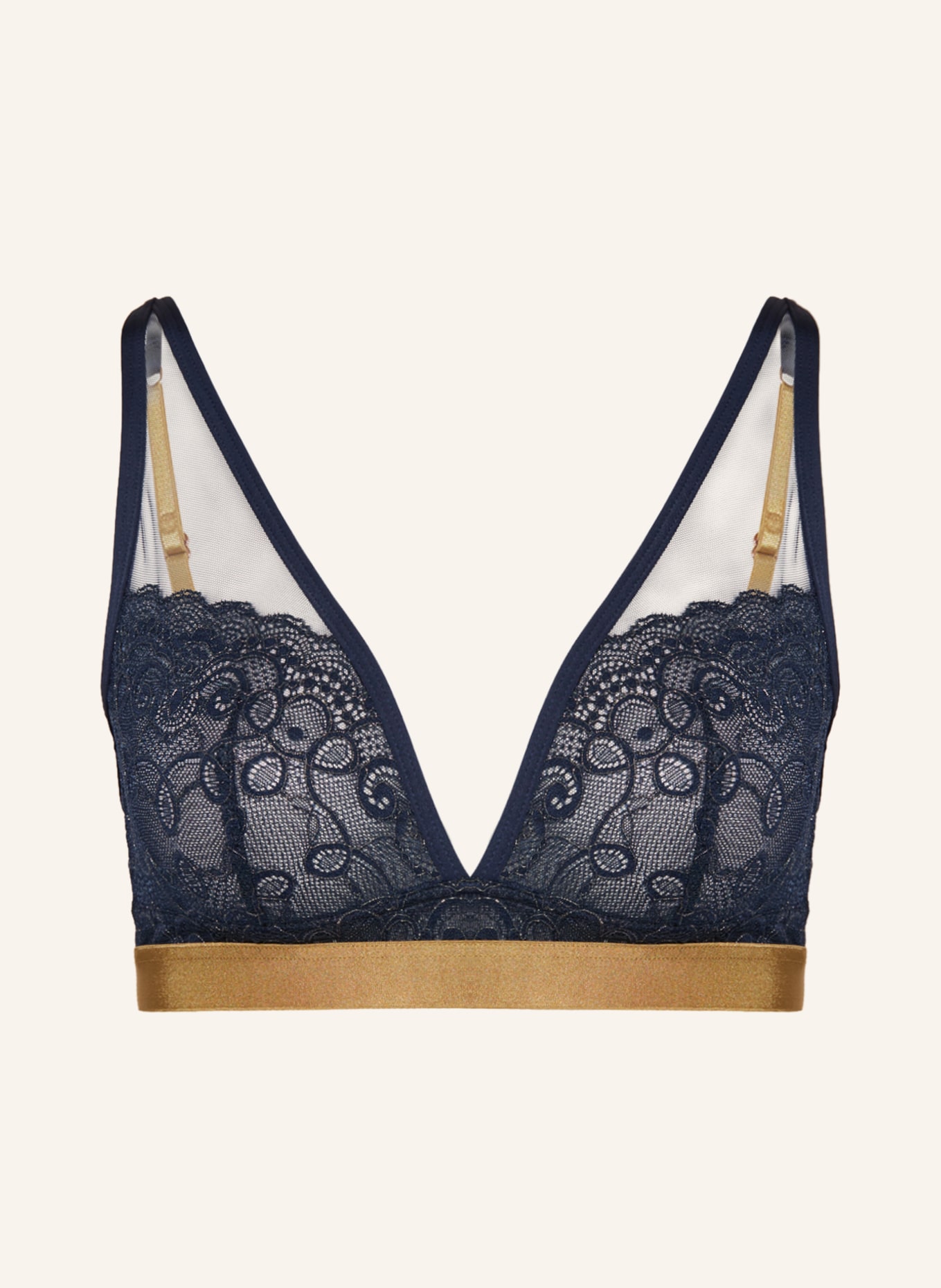 mey Triangle bra series POETRY POSH with glitter thread, Color: DARK BLUE/ GOLD (Image 1)