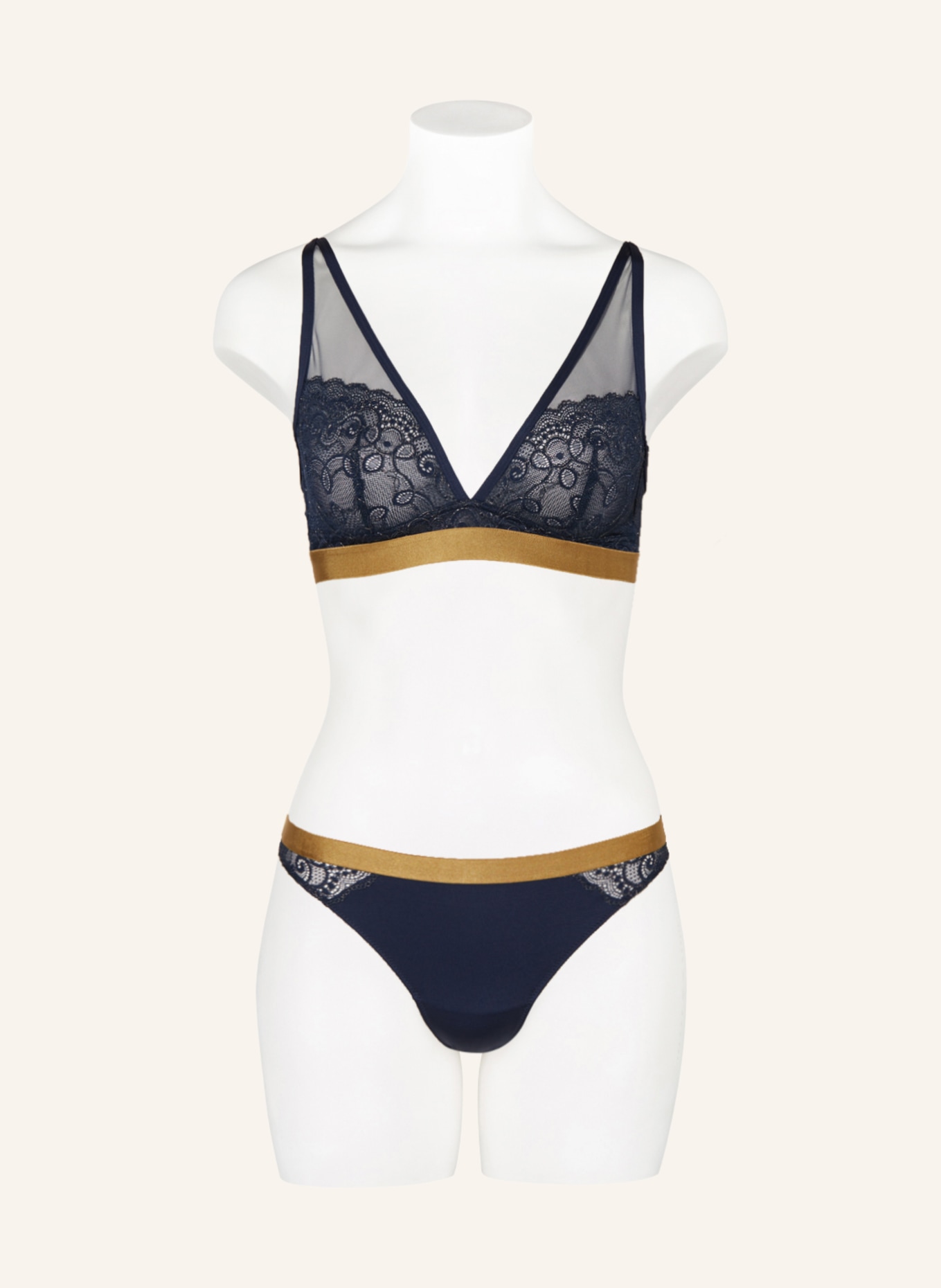 mey Triangle bra series POETRY POSH with glitter thread, Color: DARK BLUE/ GOLD (Image 2)