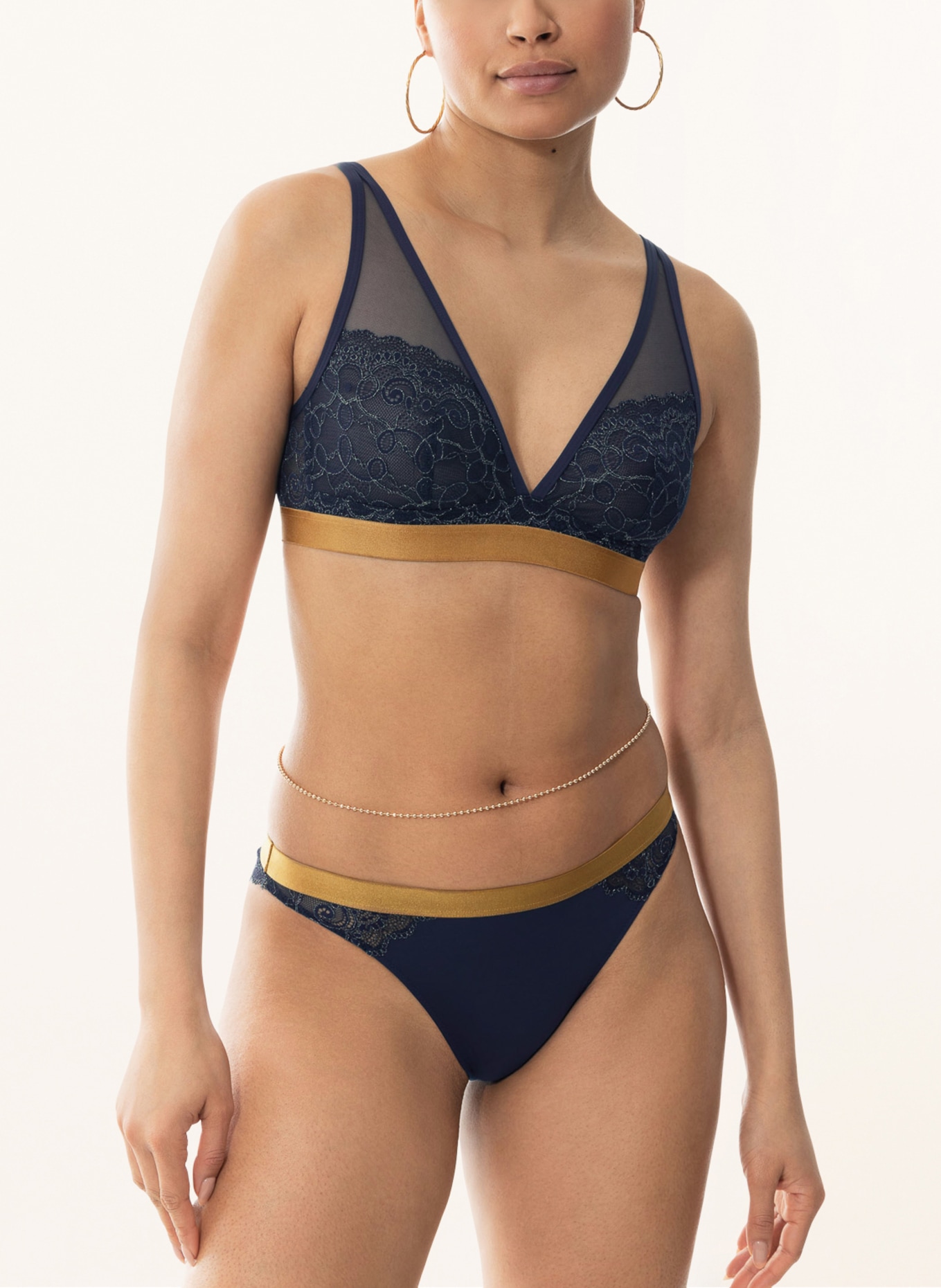 mey Triangle bra series POETRY POSH with glitter thread, Color: DARK BLUE/ GOLD (Image 5)