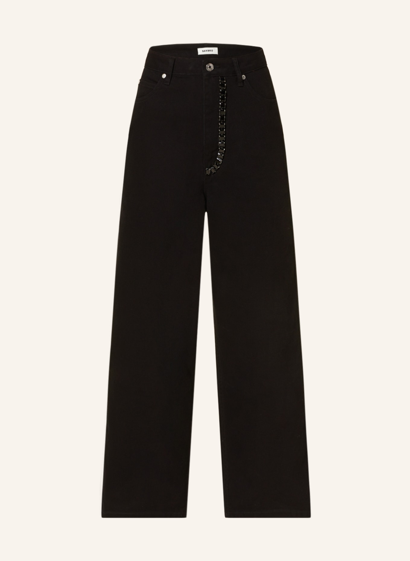 SANDRO Boyfriend Jeans mit Schmucksteinen, Farbe: 20 BLACK (Bild 1)