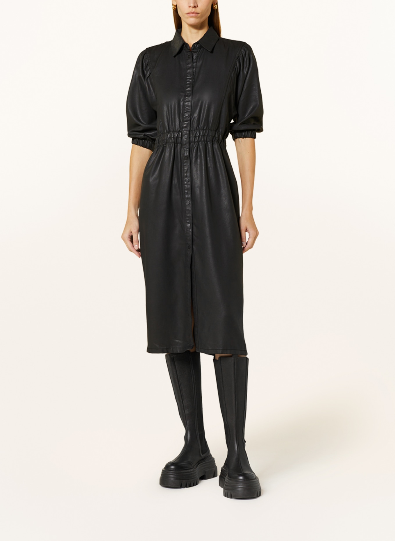 Leather look shirt dress hotsell