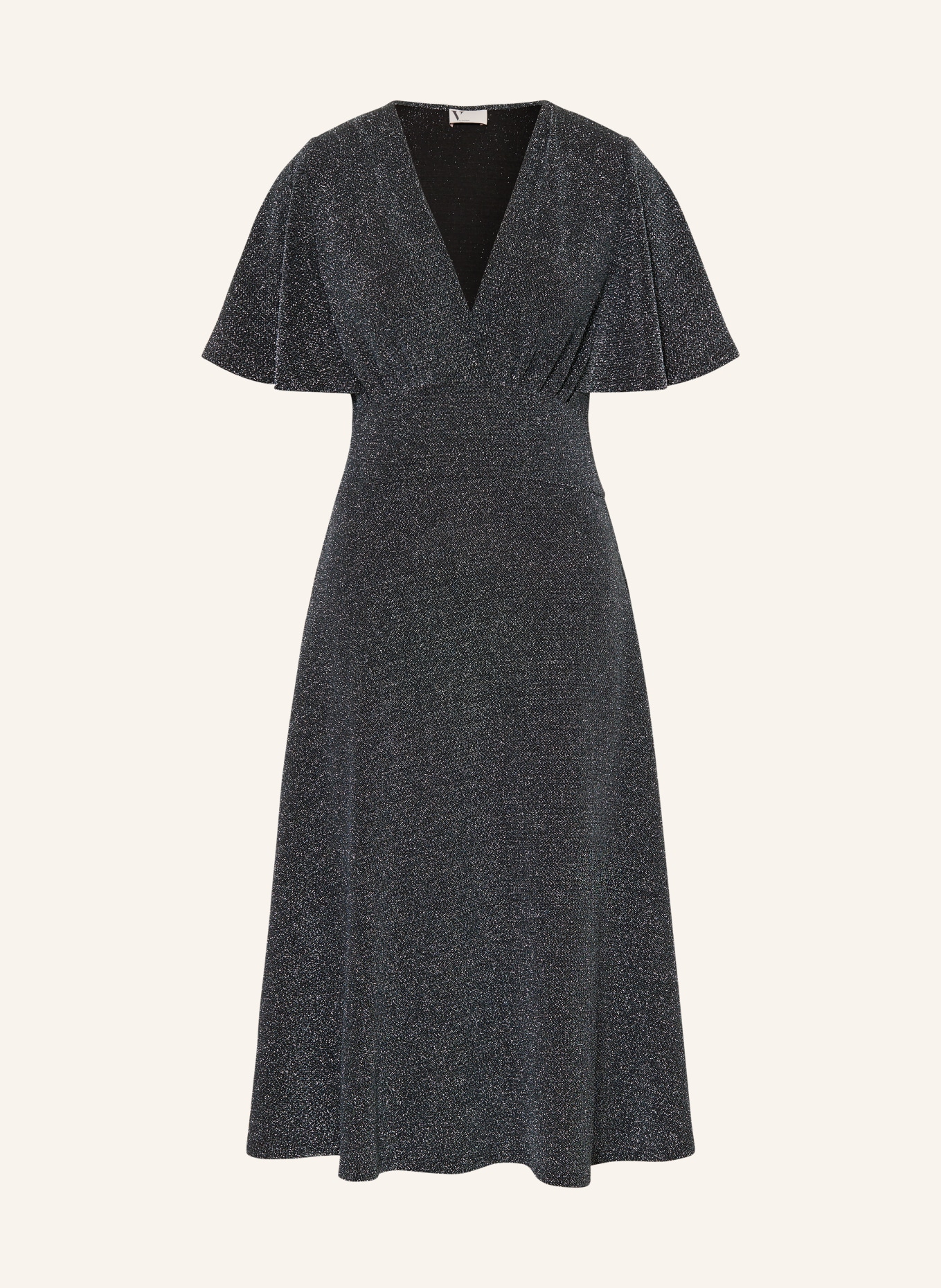 V by Vera Mont Dress with glitter thread, Color: BLACK/ SILVER (Image 1)