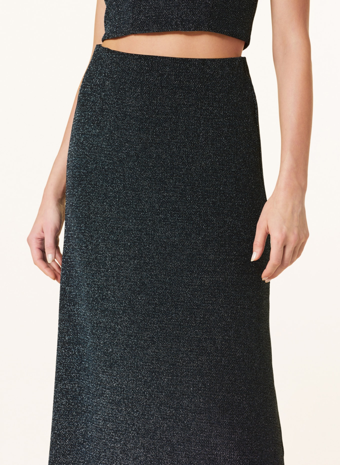 V by Vera Mont Skirt with glitter thread, Color: BLACK/ SILVER (Image 4)