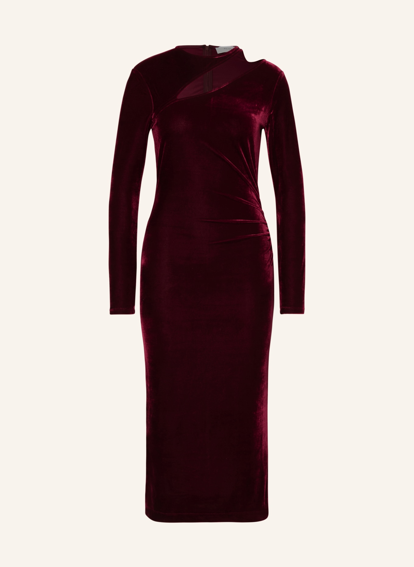 REISS Sukienka z aksamitu MACEY z wycięciem, Kolor: CIEMNOCZERWONY (Obrazek 1)