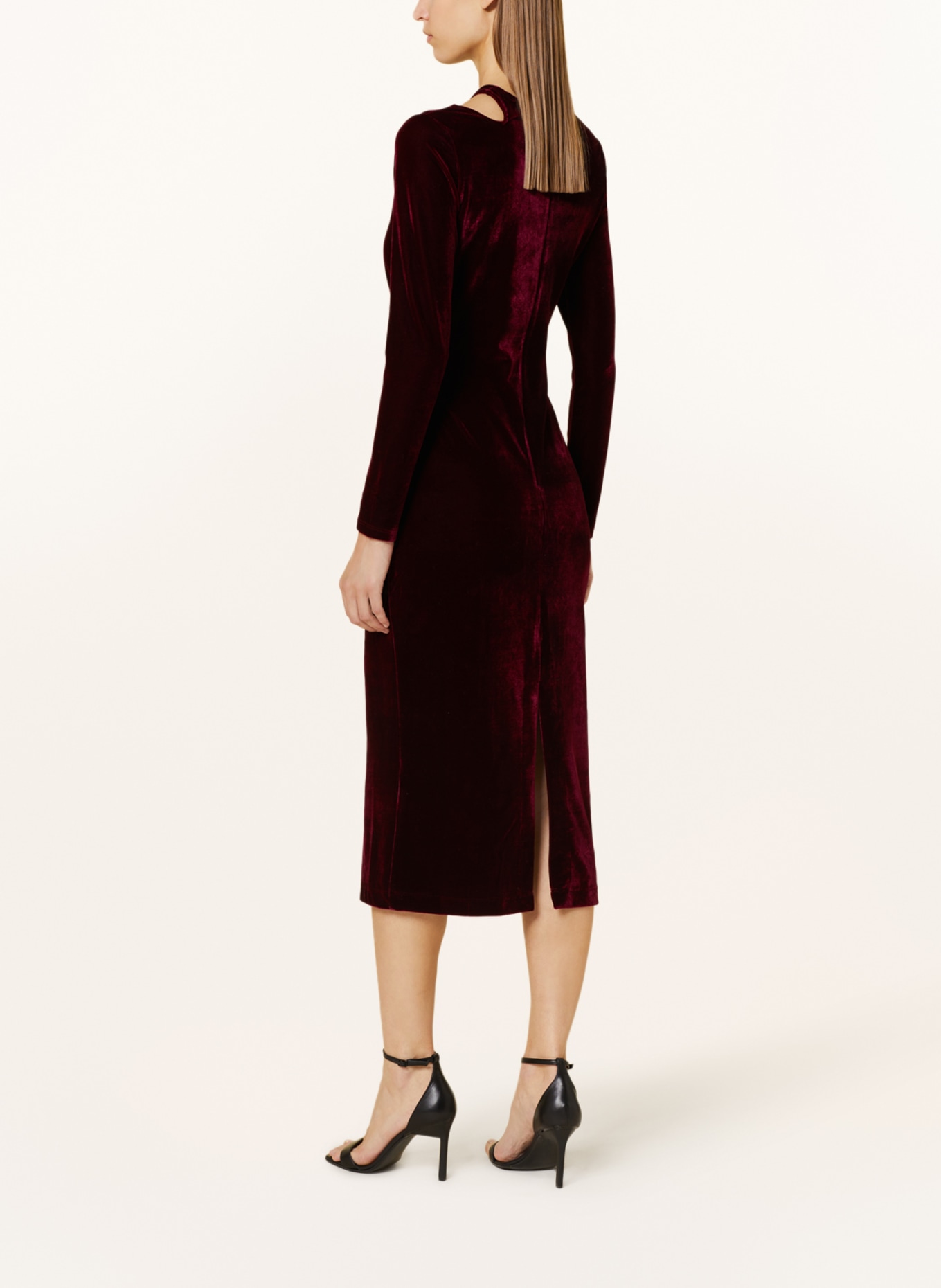 REISS Velvet dress MACEY with cut-out, Color: DARK RED (Image 3)