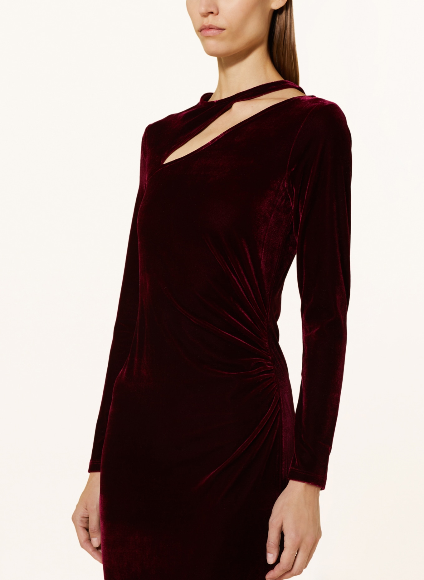 REISS Velvet dress MACEY with cut-out, Color: DARK RED (Image 4)