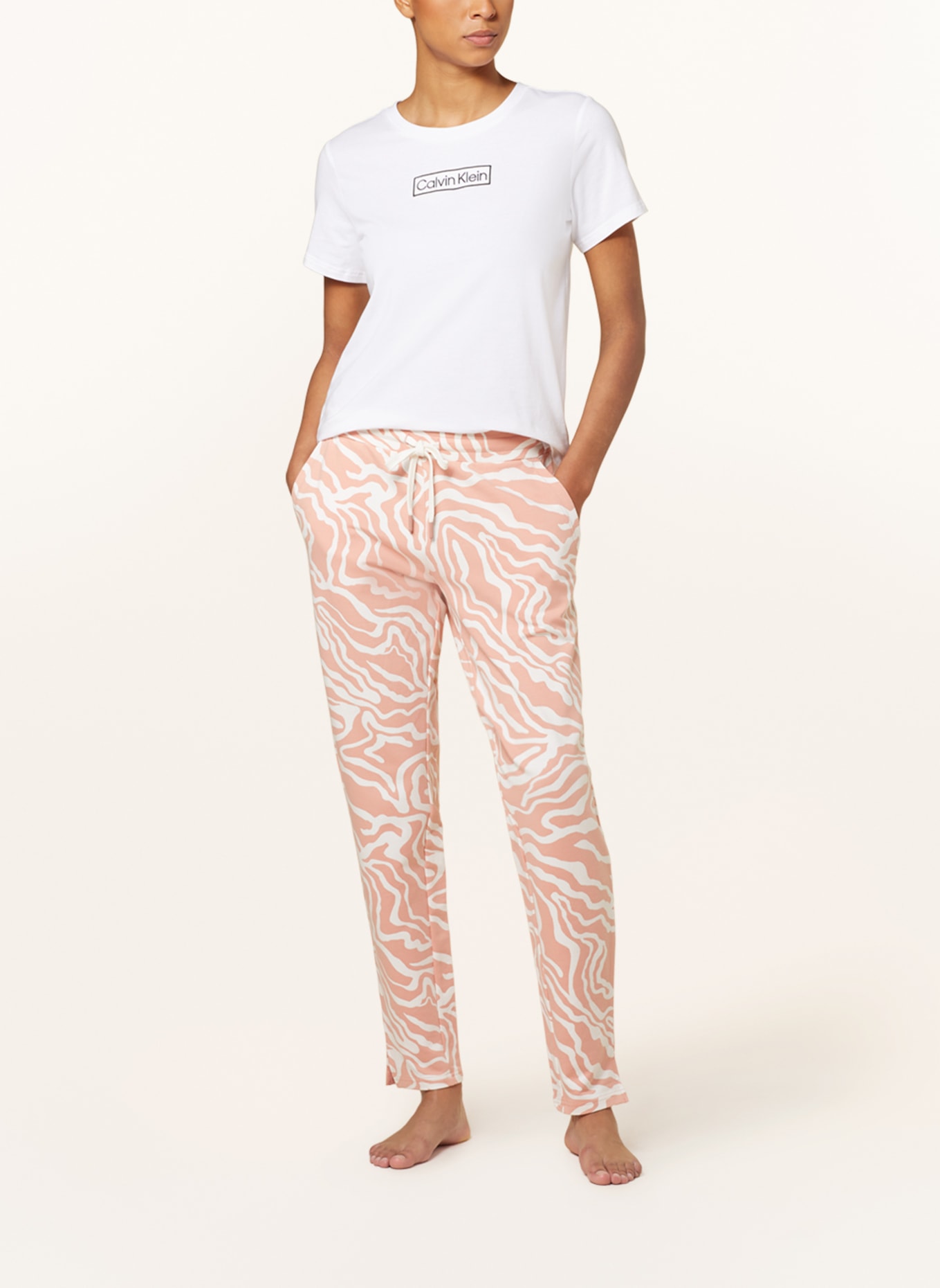 mey Pajama pants series NEELE, Color: NUDE/ WHITE (Image 2)