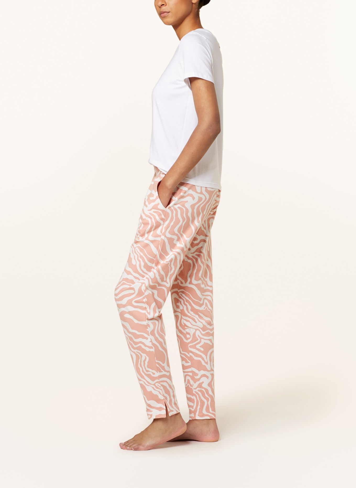 mey Pajama pants series NEELE, Color: NUDE/ WHITE (Image 4)