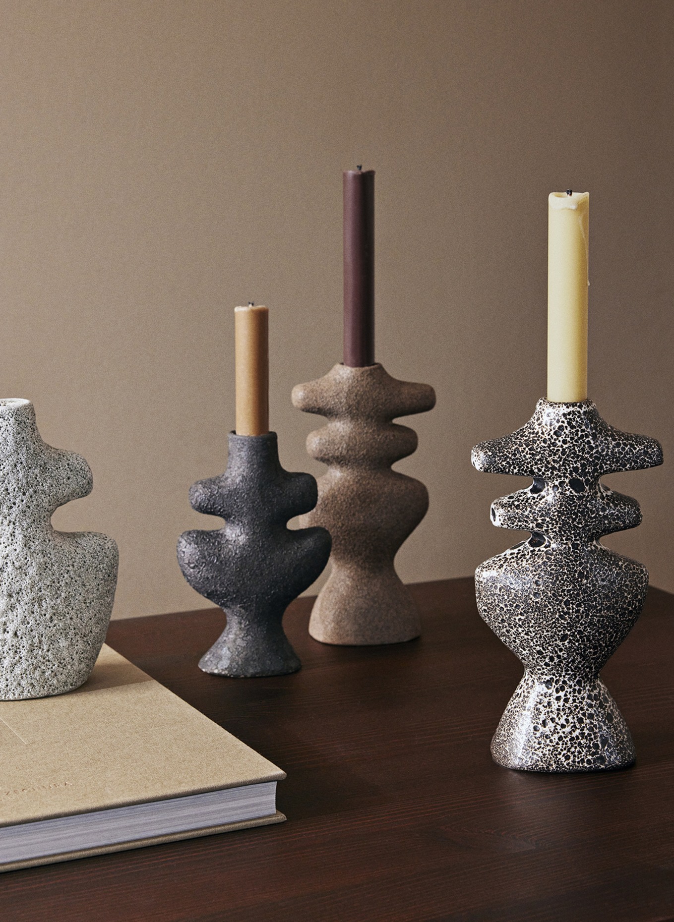 Ferm LIVING Candleholder YARA LARGE, Color: BEIGE (Image 3)