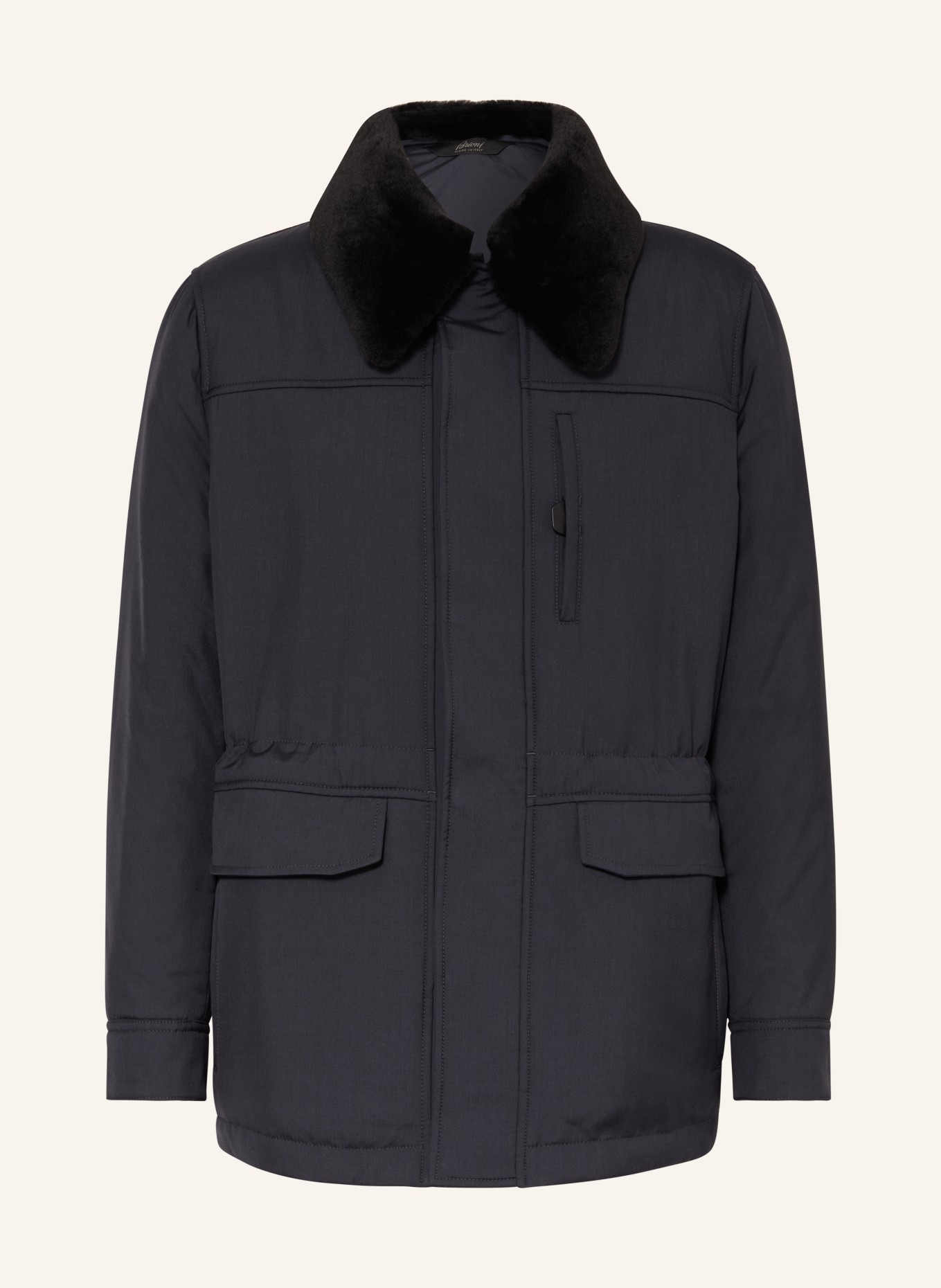 Brioni Field jacket with real fur and silk, Color: DARK BLUE (Image 1)