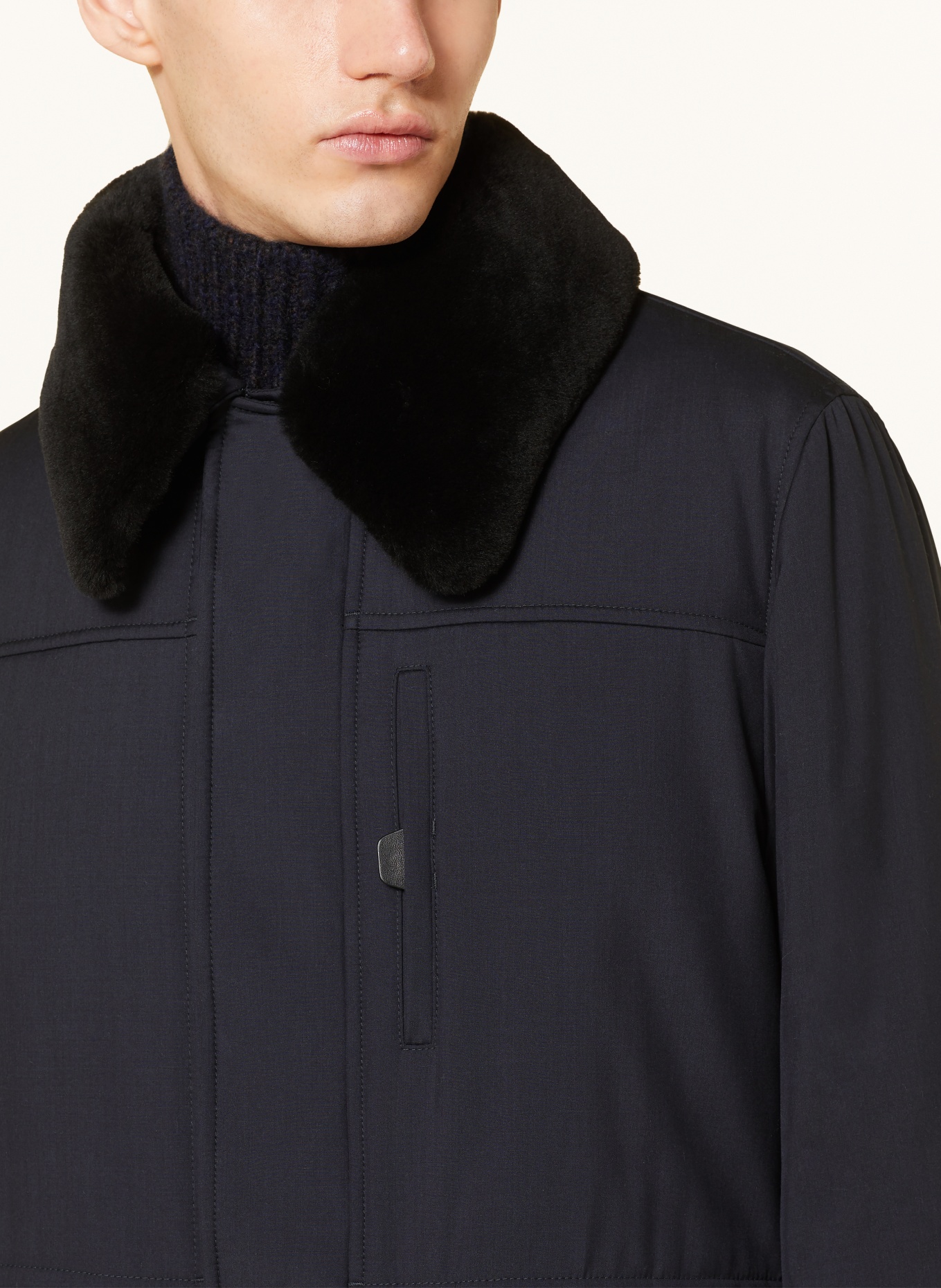 Brioni Field jacket with real fur and silk, Color: DARK BLUE (Image 4)