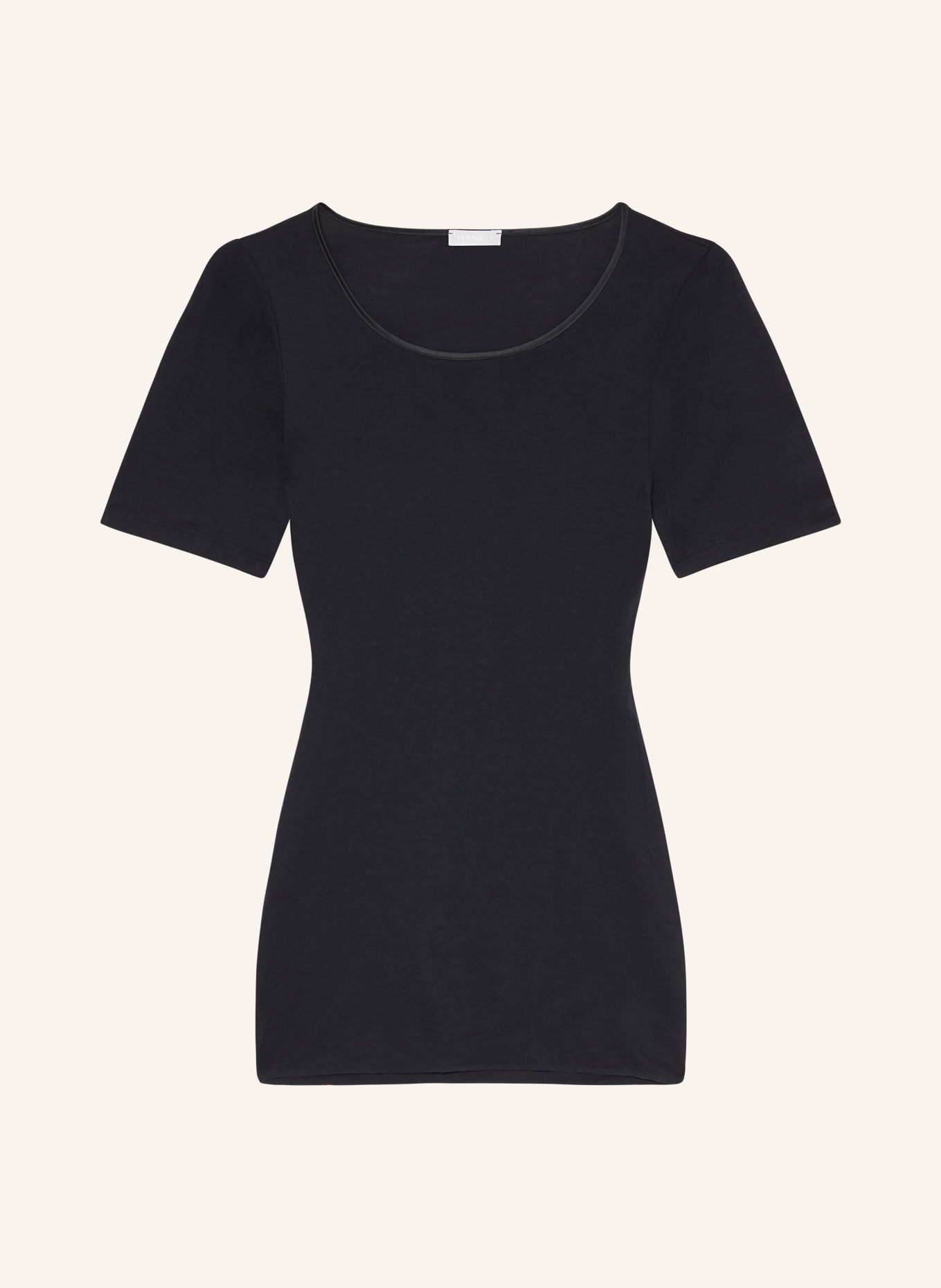 HANRO T-shirt COTTON SEAMLESS, Color: BLACK (Image 1)