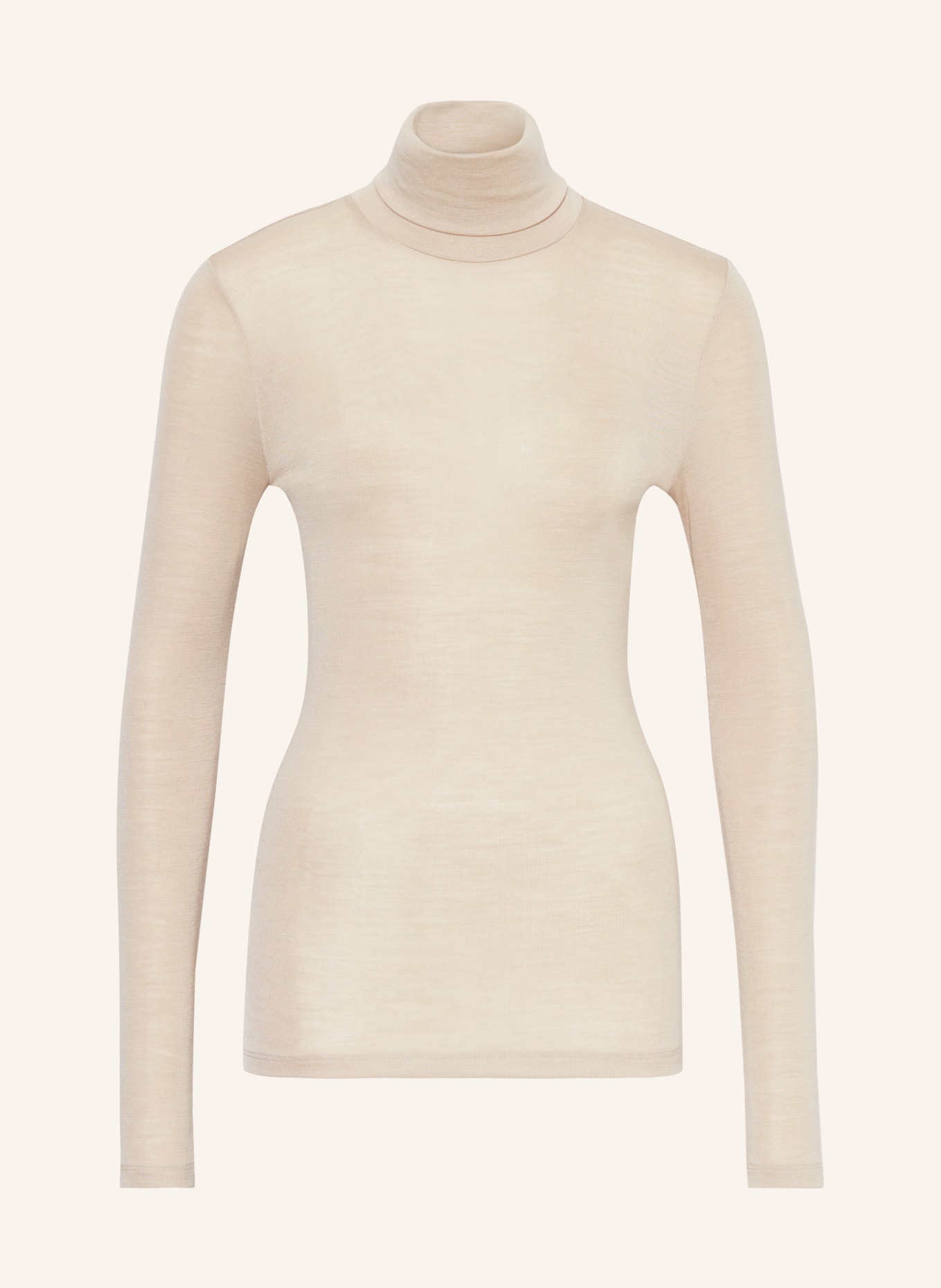 HANRO Turtleneck shirt WOOLEN SILK made of merino wool with silk, Color: LIGHT BROWN (Image 1)