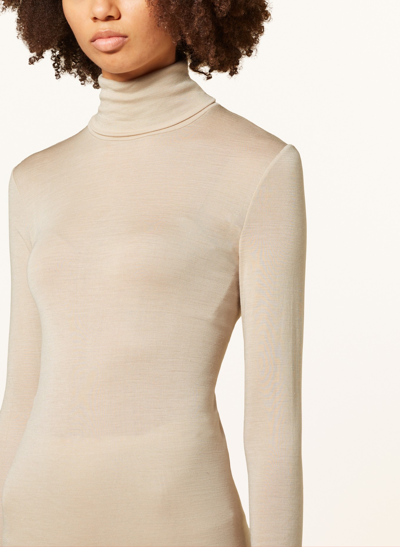 HANRO Turtleneck shirt WOOLEN SILK made of merino wool with silk, Color: LIGHT BROWN (Image 4)