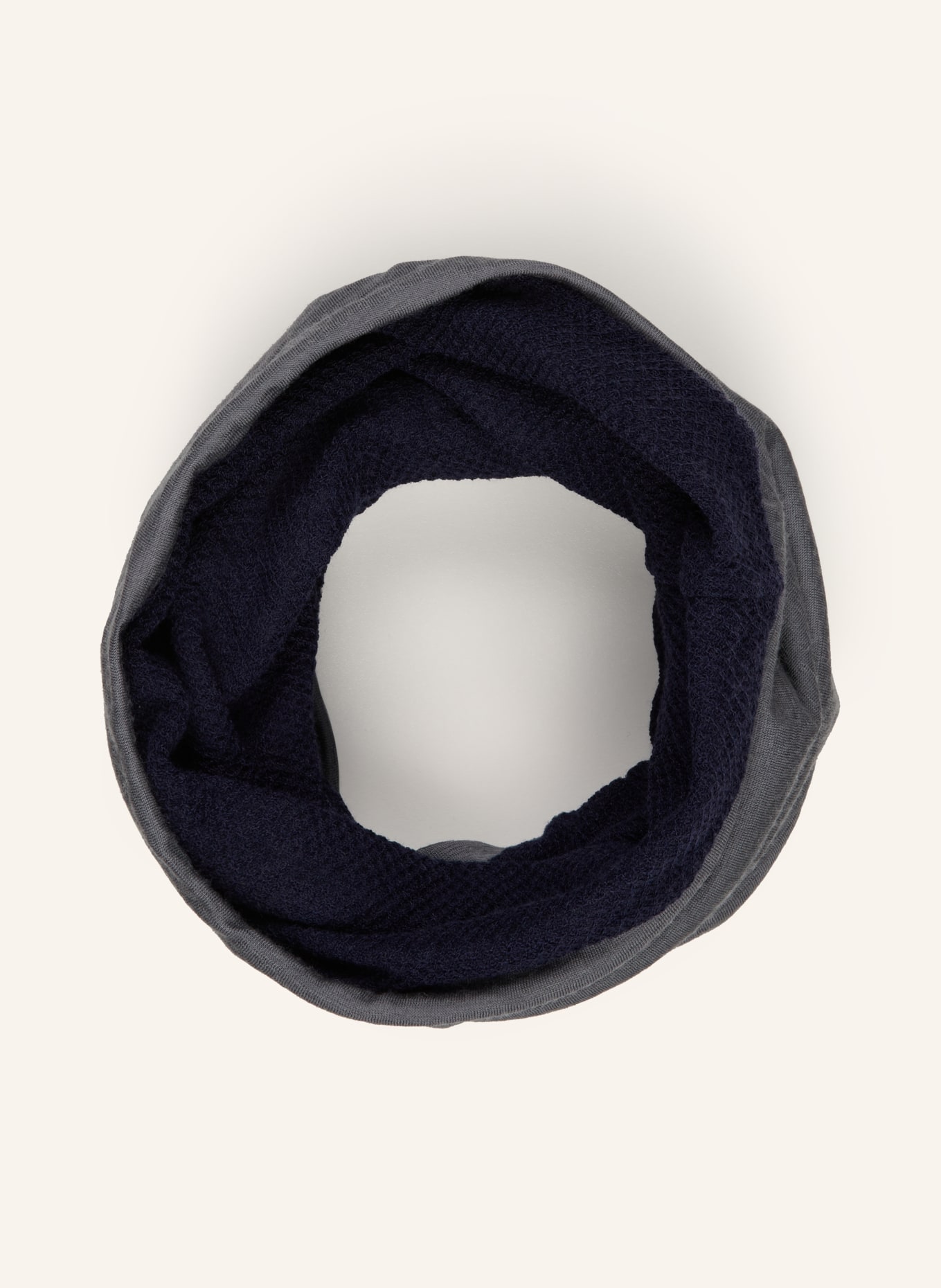 P.A.C. Multifunctional scarf MERINO CELL-WOOL PRO+ reversible, Color: GRAY/ DARK BLUE (Image 2)