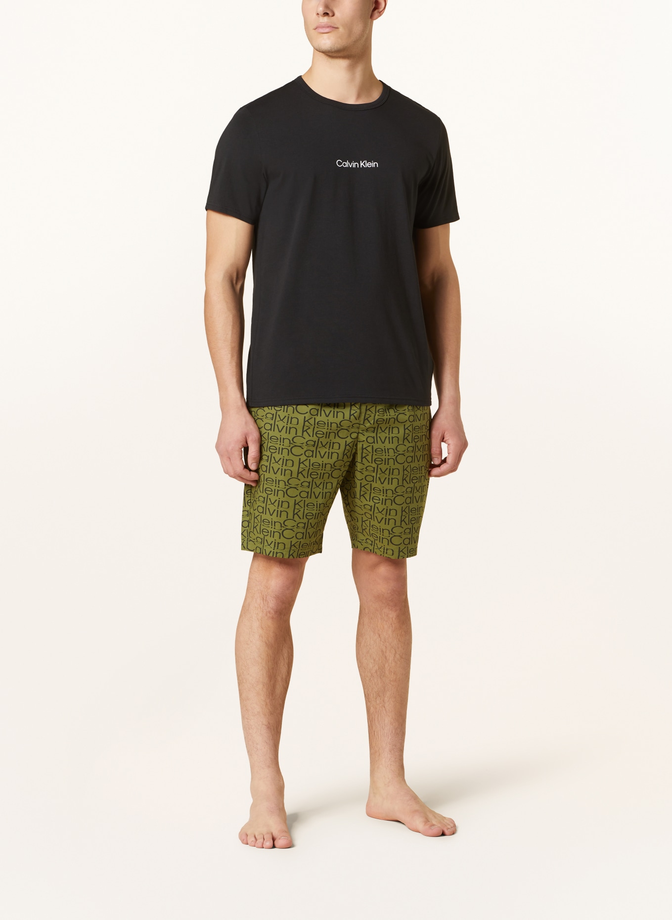 Calvin Klein Pyžamo se šortkami MODERN STRUCTURE, Barva: ČERNÁ/ OLIVOVÁ (Obrázek 2)