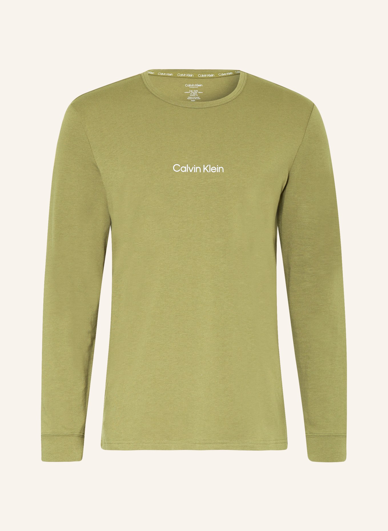 Calvin Klein Pohodlné domácí tričko MODERN STRUCTURE, Barva: OLIVOVÁ (Obrázek 1)