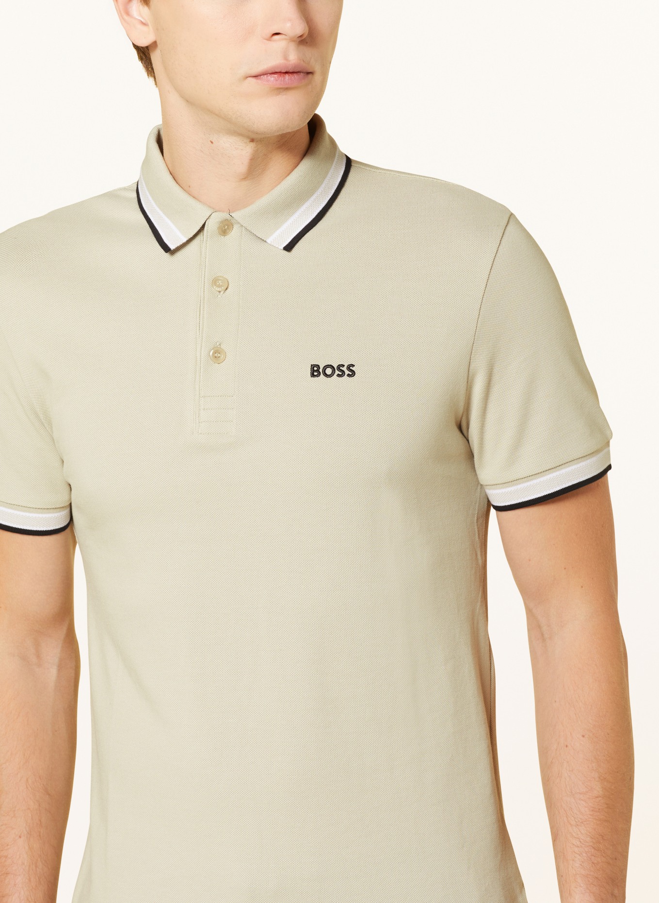 BOSS Piqué-Poloshirt PADDY CURVED Regular Fit, Farbe: CREME (Bild 4)