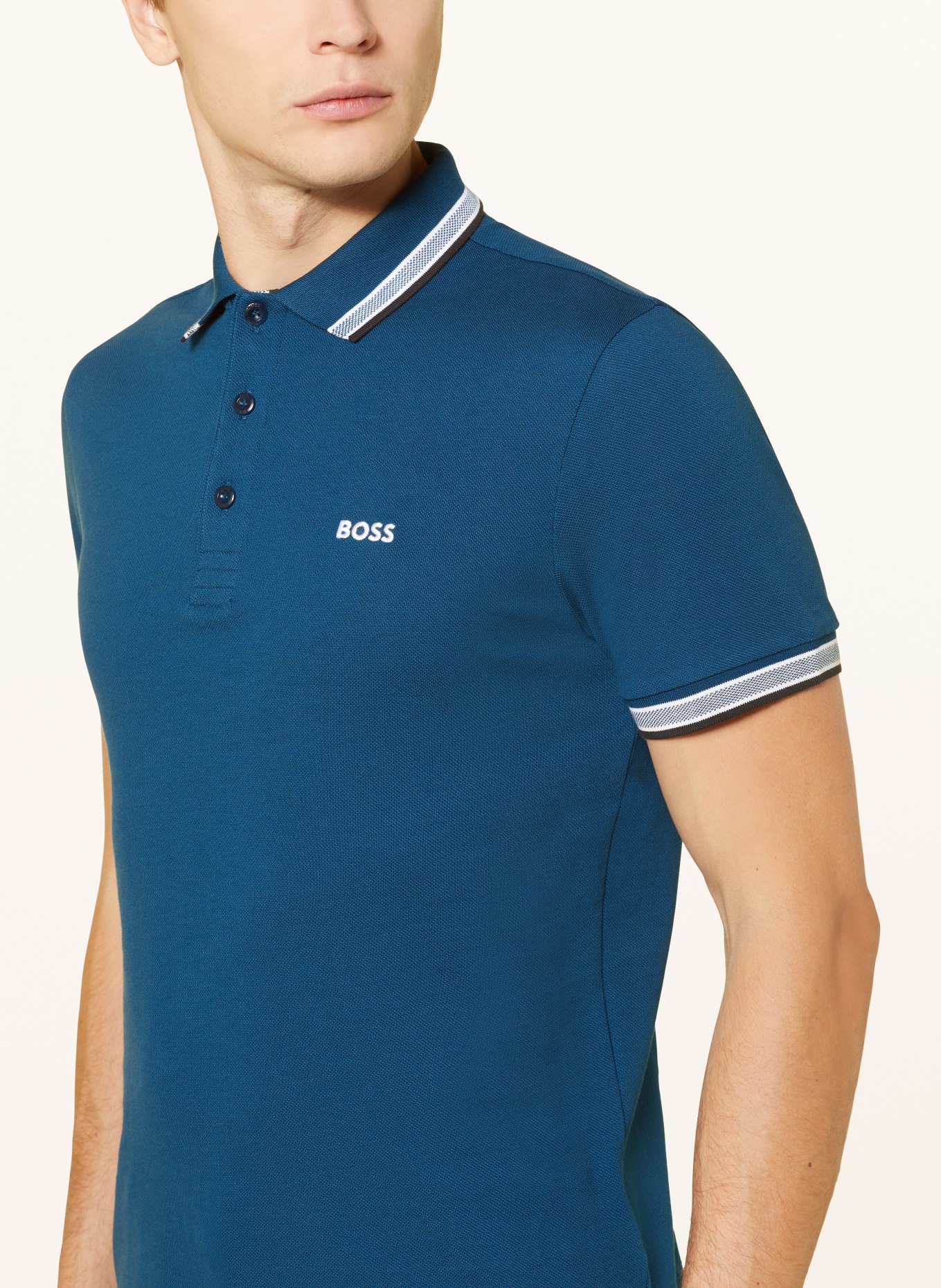 BOSS Piqué-Poloshirt PADDY CURVED Regular Fit, Farbe: DUNKELBLAU (Bild 4)