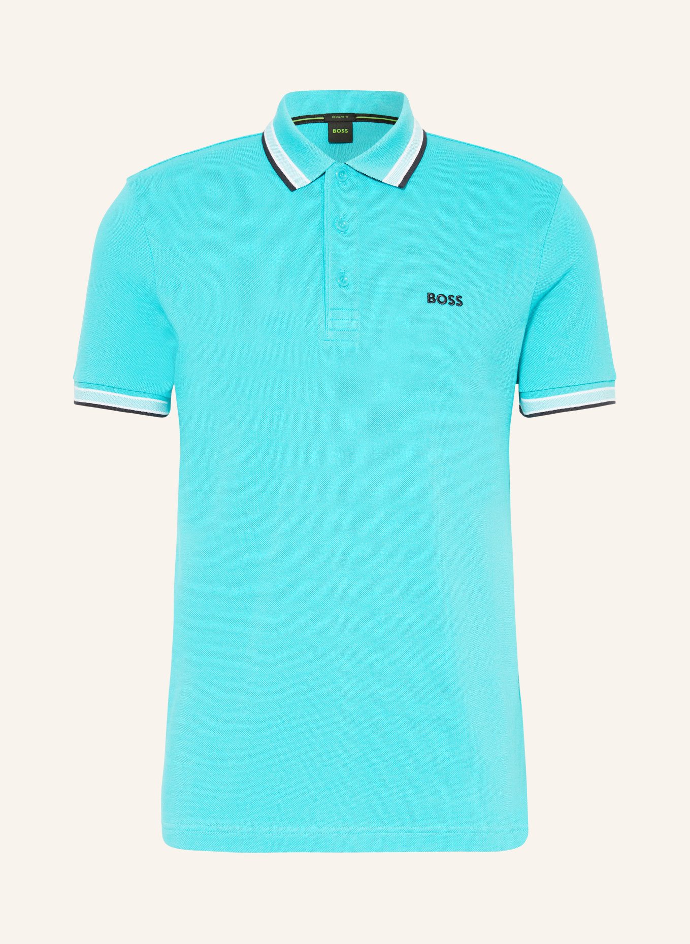BOSS Piqué-Poloshirt PADDY CURVED Regular Fit, Farbe: TÜRKIS (Bild 1)