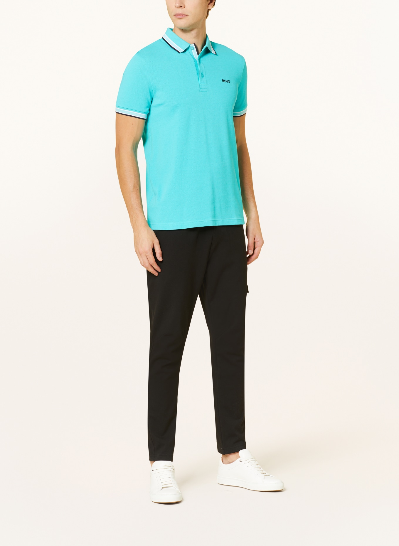 BOSS Piqué-Poloshirt PADDY CURVED Regular Fit, Farbe: TÜRKIS (Bild 2)