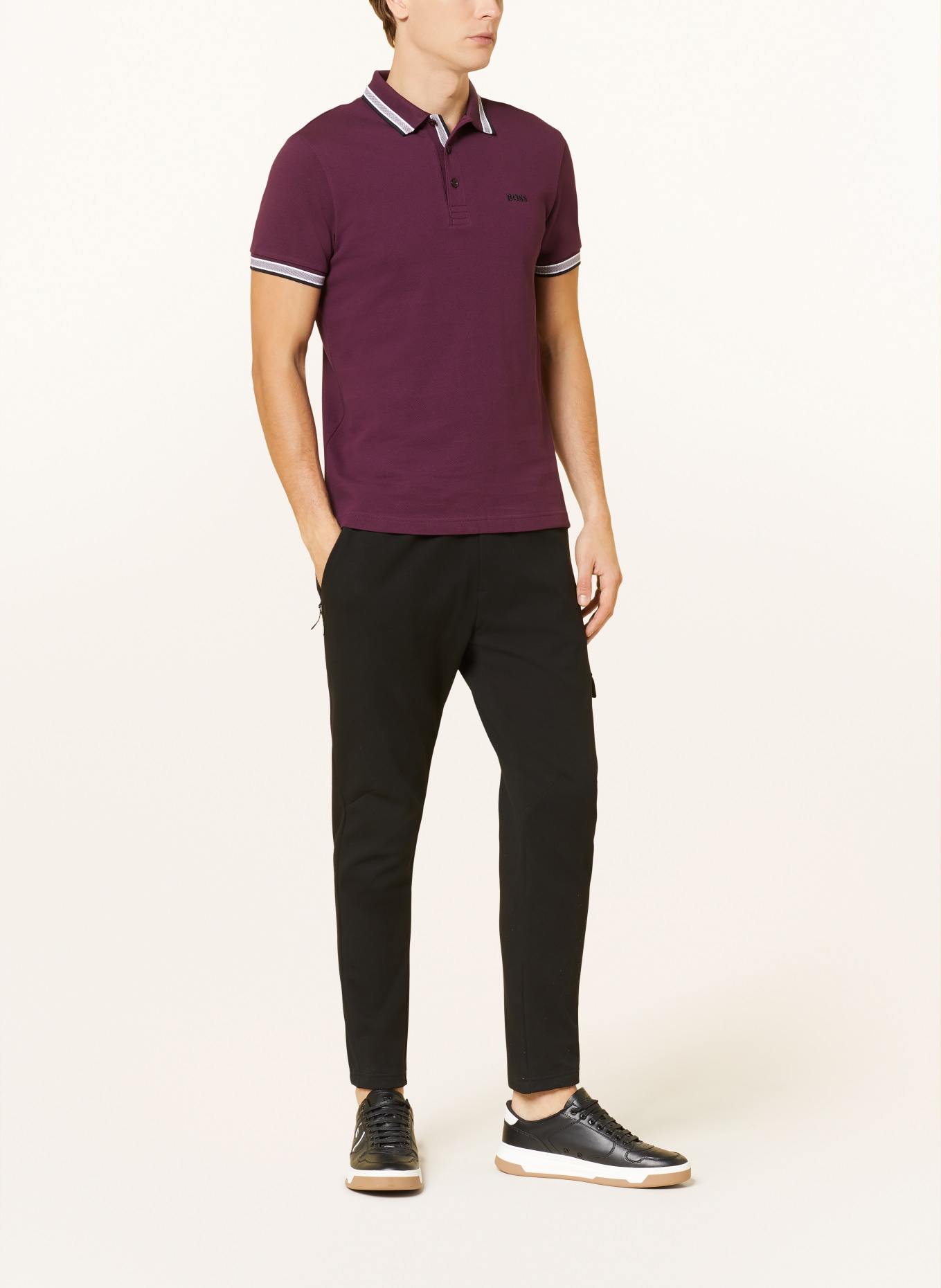 BOSS Piqué-Poloshirt PADDY CURVED Regular Fit, Farbe: DUNKELROT (Bild 2)