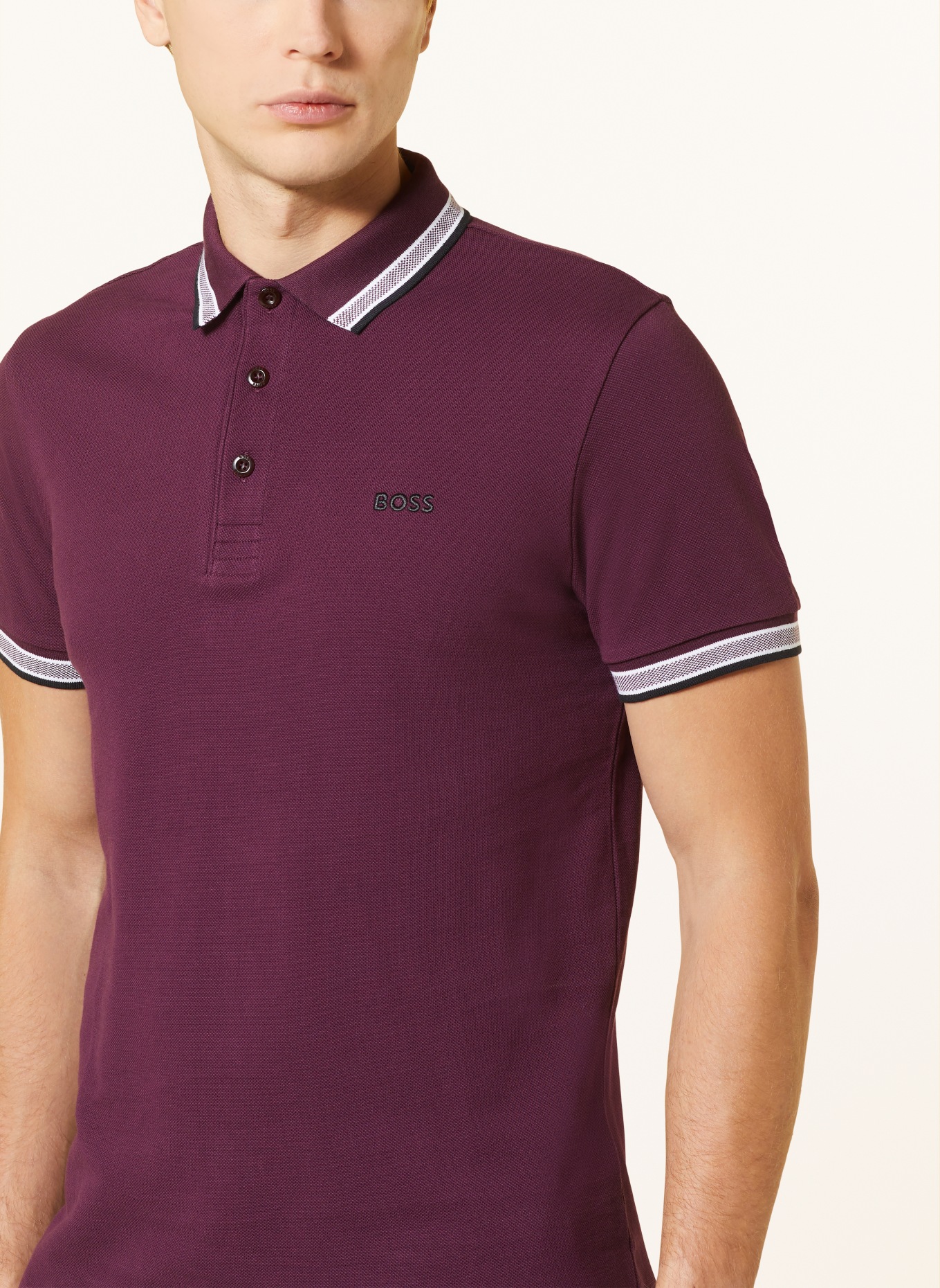 BOSS Piqué-Poloshirt PADDY CURVED Regular Fit, Farbe: DUNKELROT (Bild 4)
