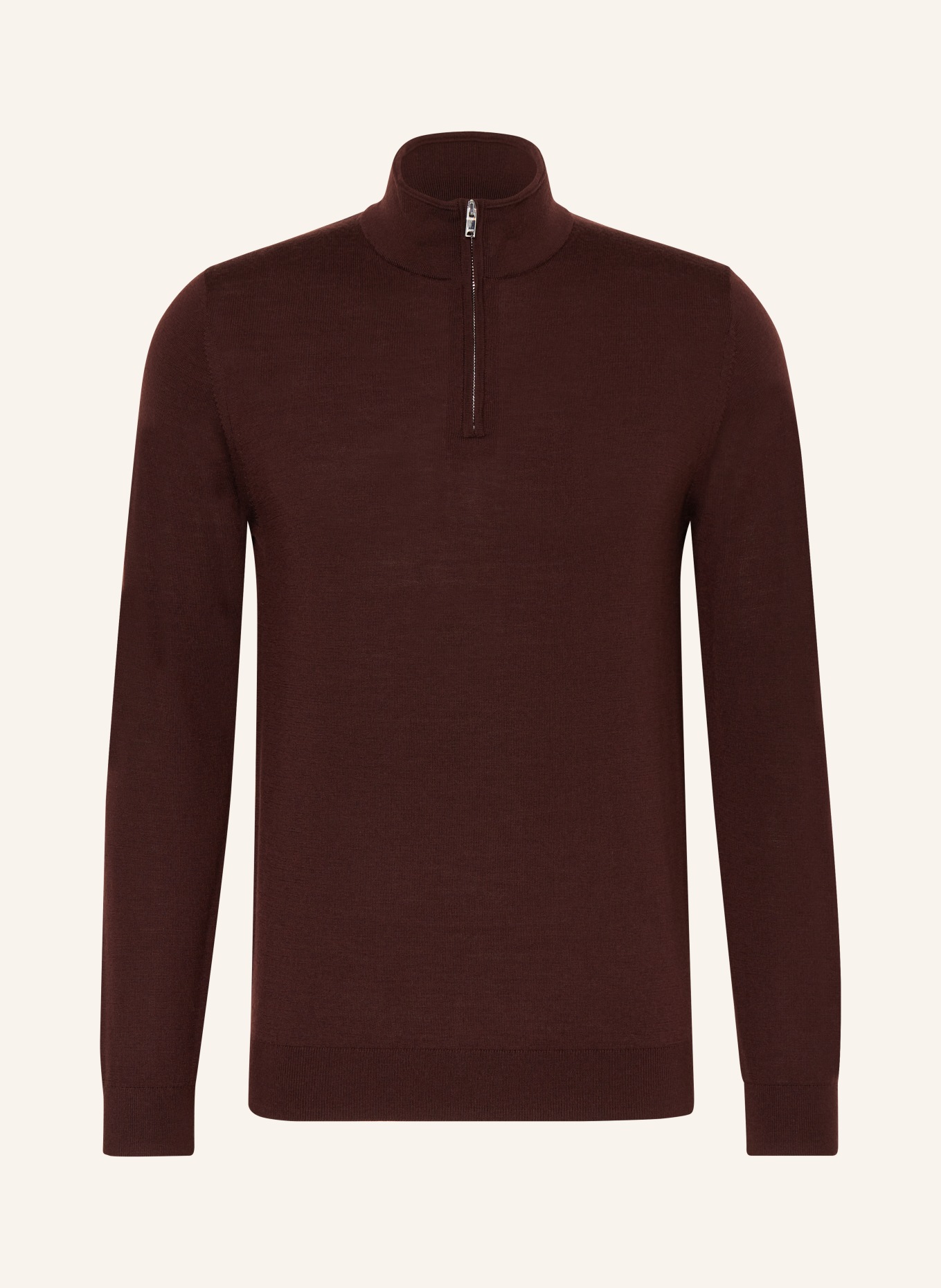 REISS Half-zip sweater BLACKHALL in merino wool, Color: DARK RED (Image 1)