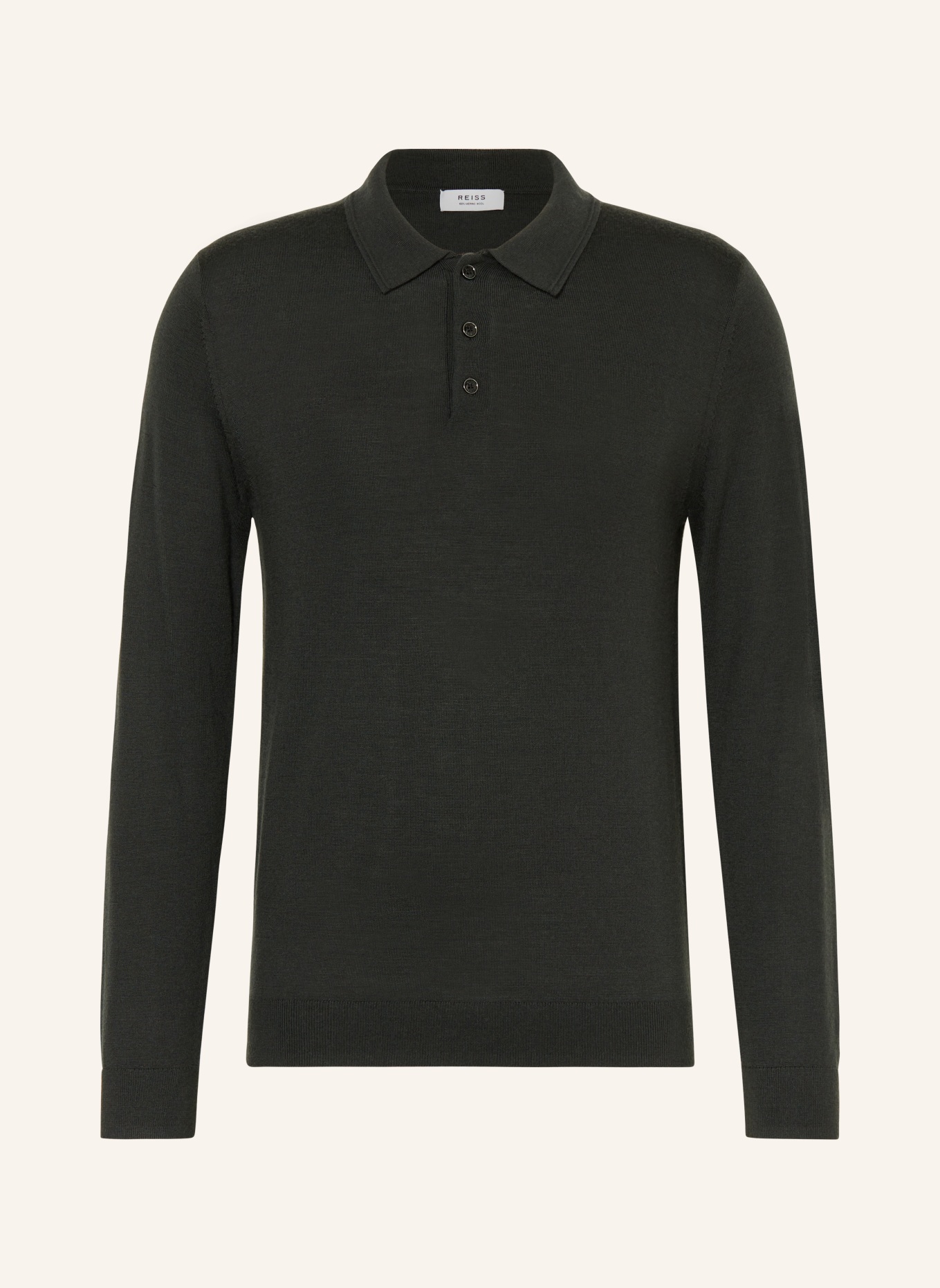 REISS Knitted polo shirt TRAFFORD made of merino wool, Color: DARK GREEN (Image 1)