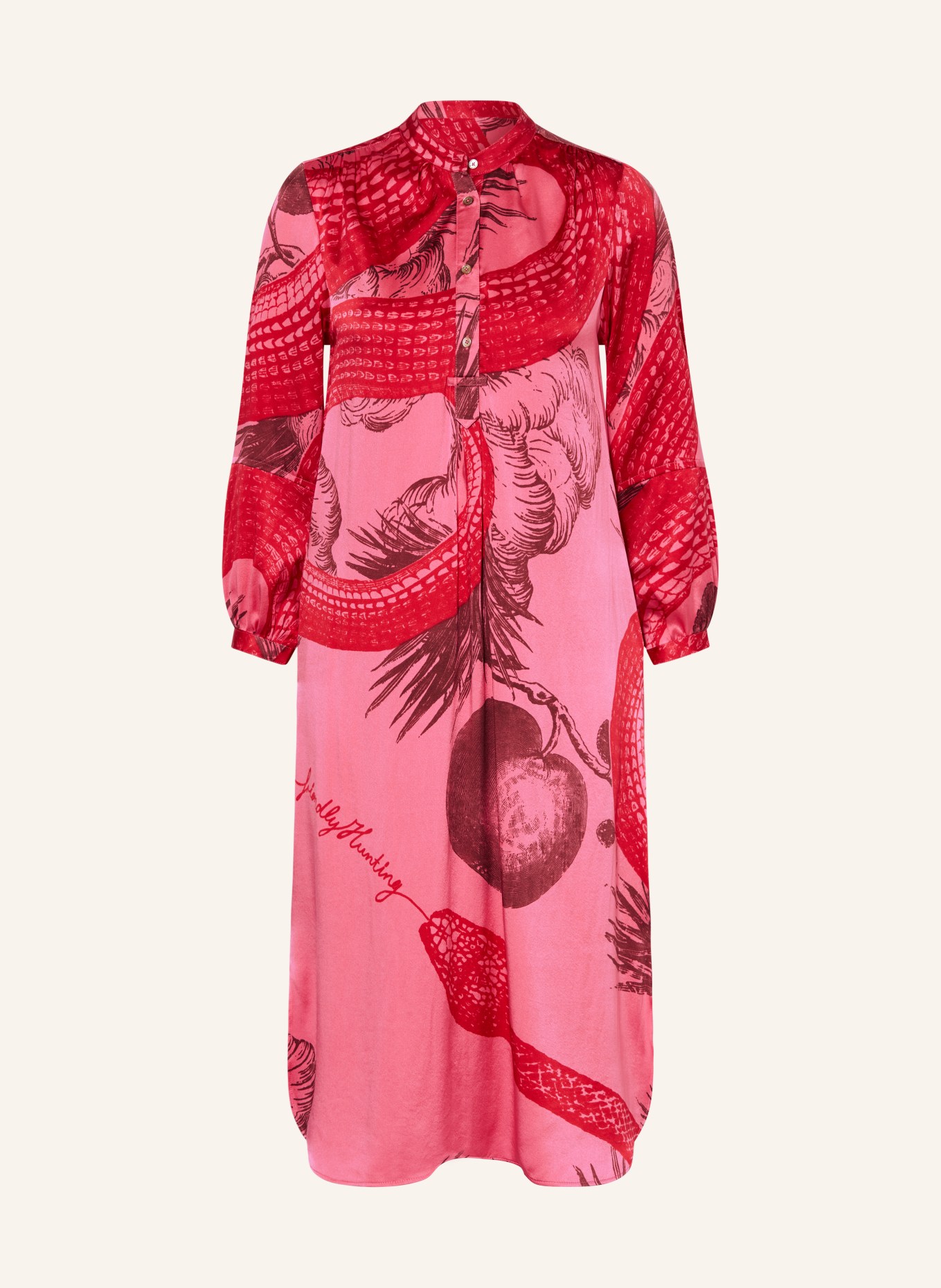 friendly hunting Silk dress, Color: PINK/ RED/ DARK RED (Image 1)