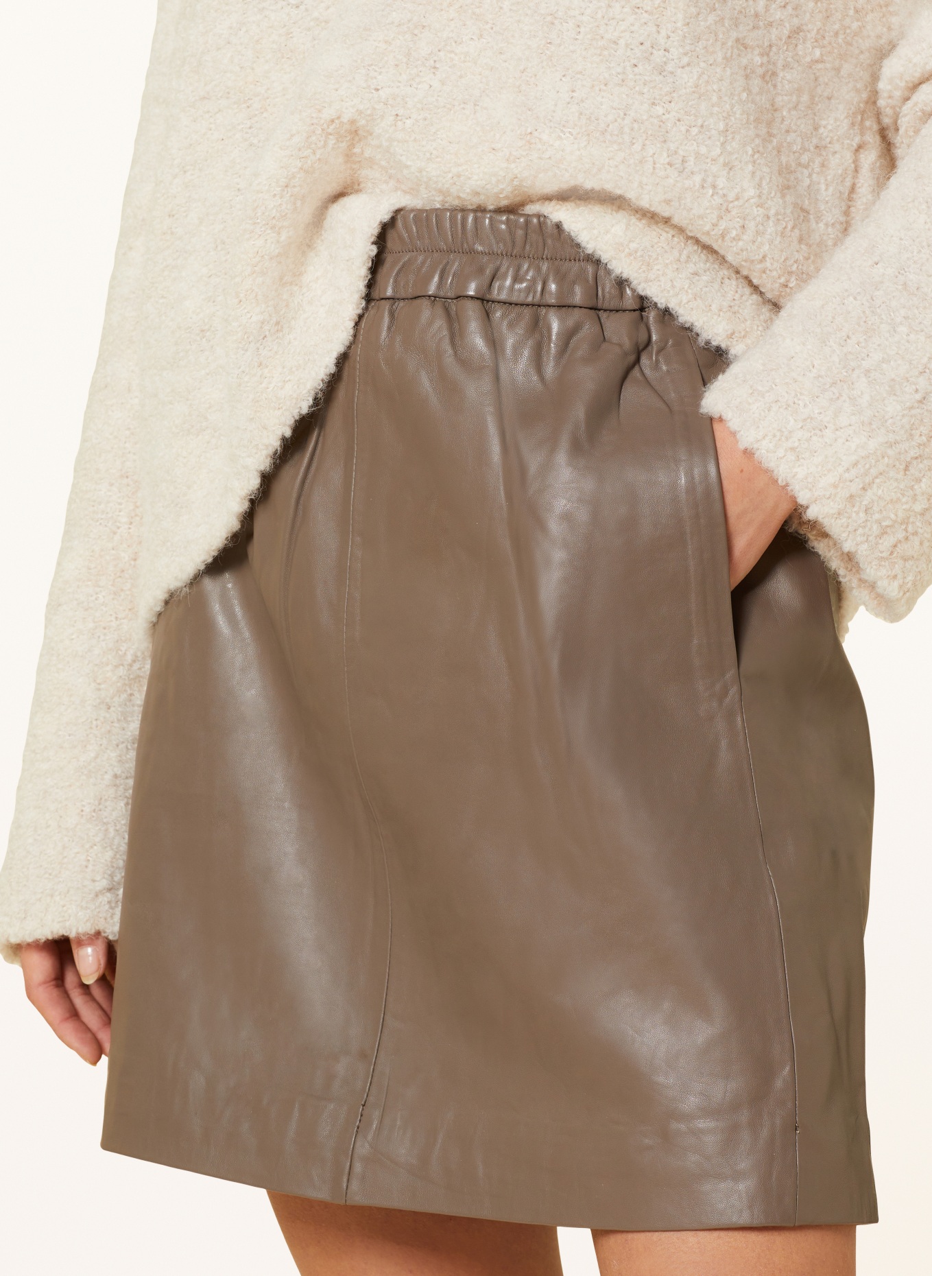 Taupe shop leather skirt