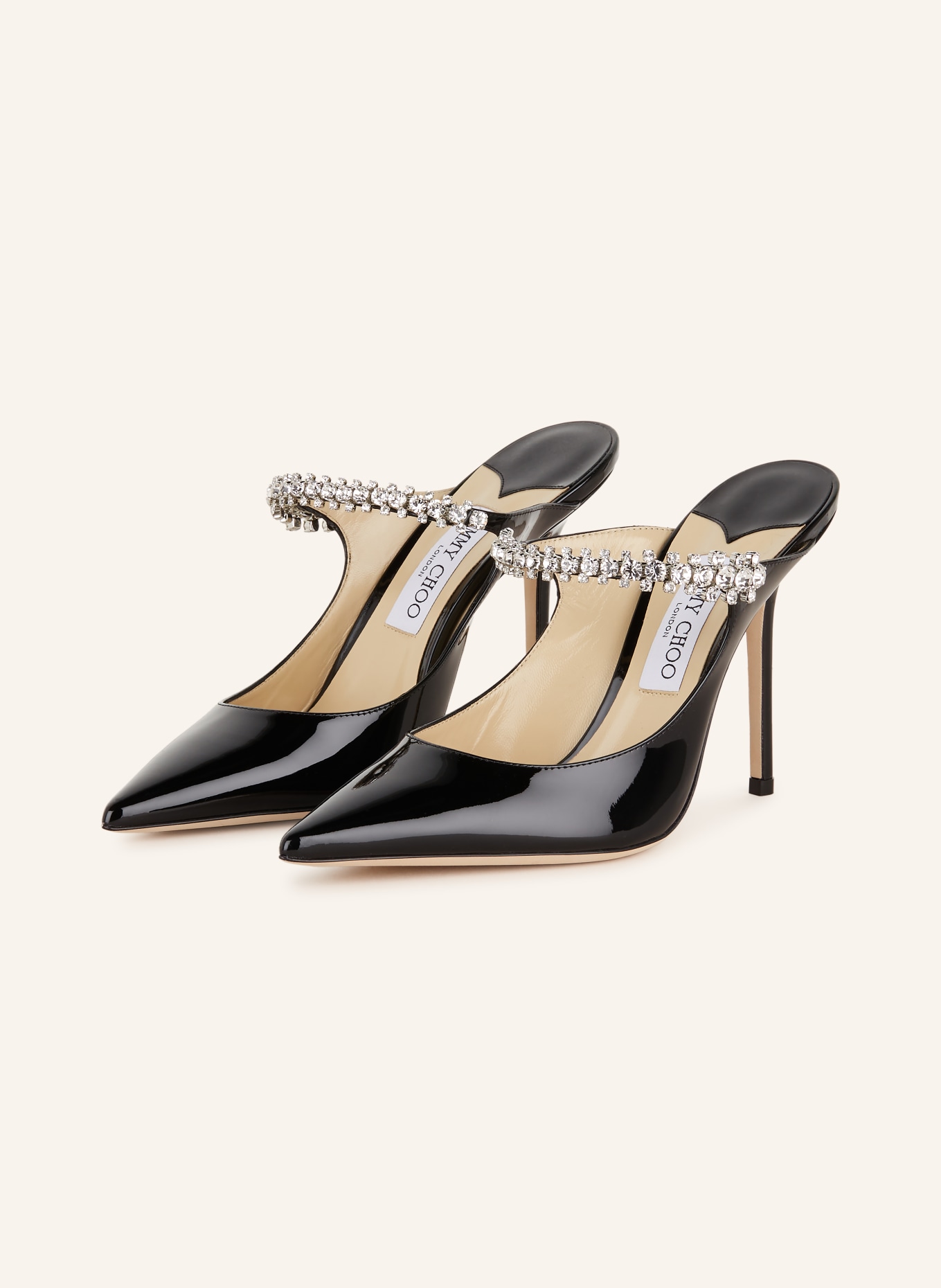 JIMMY CHOO Mules BING 100 with decorative gems, Color: BLACK (Image 1)